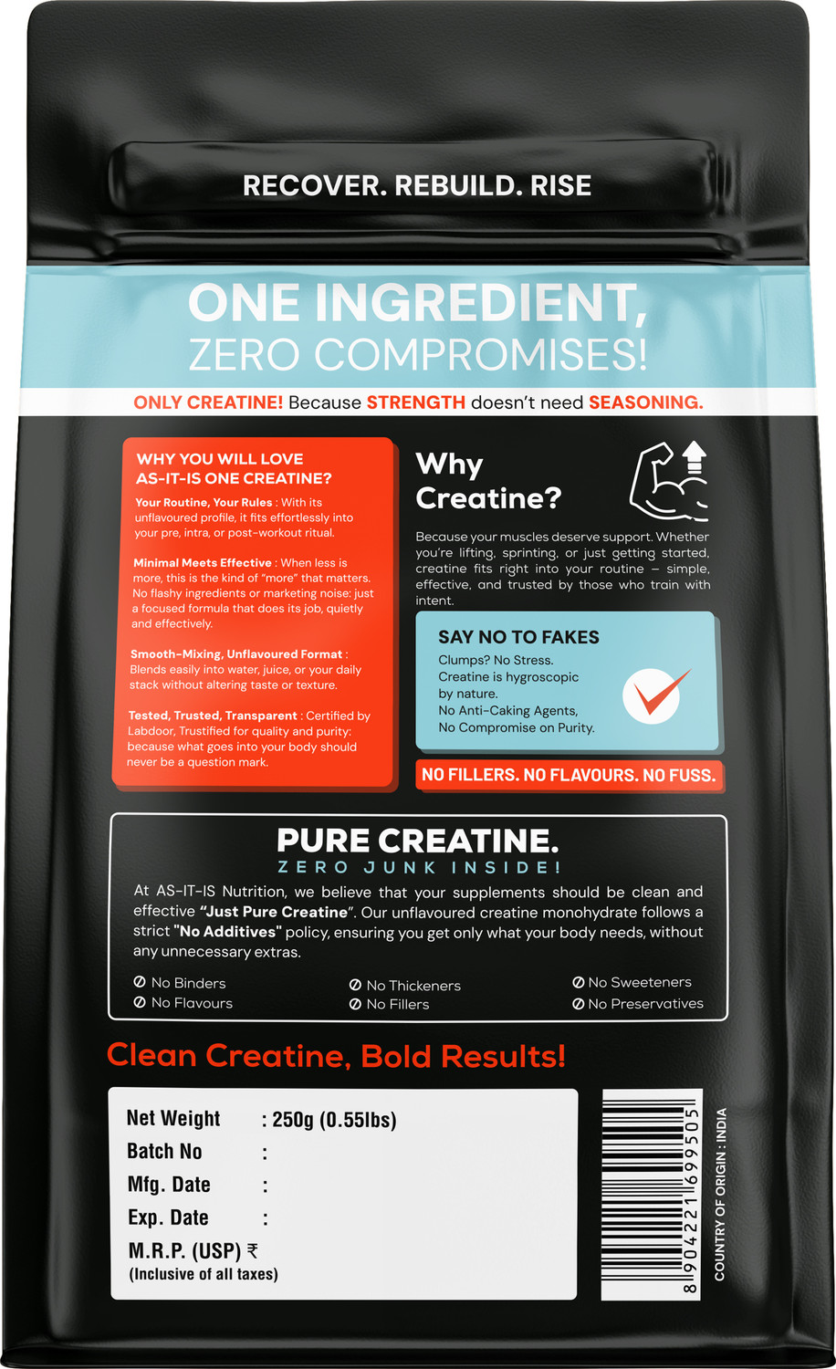 Image of AS-IT-IS Nutrition One Creatine Monohydrate + ATOM Creatine Monohydrate Supports Strength & Growth Creatine