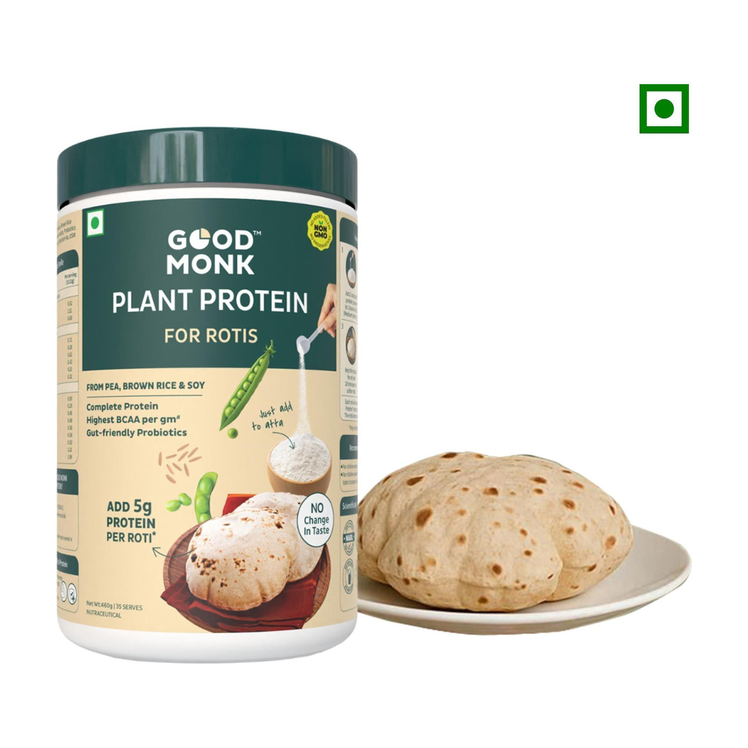 Image of Good Monk Plant Protein Mix | Adds 5 g protein per roti | Highest BCAA per serving Plant-Based Protein