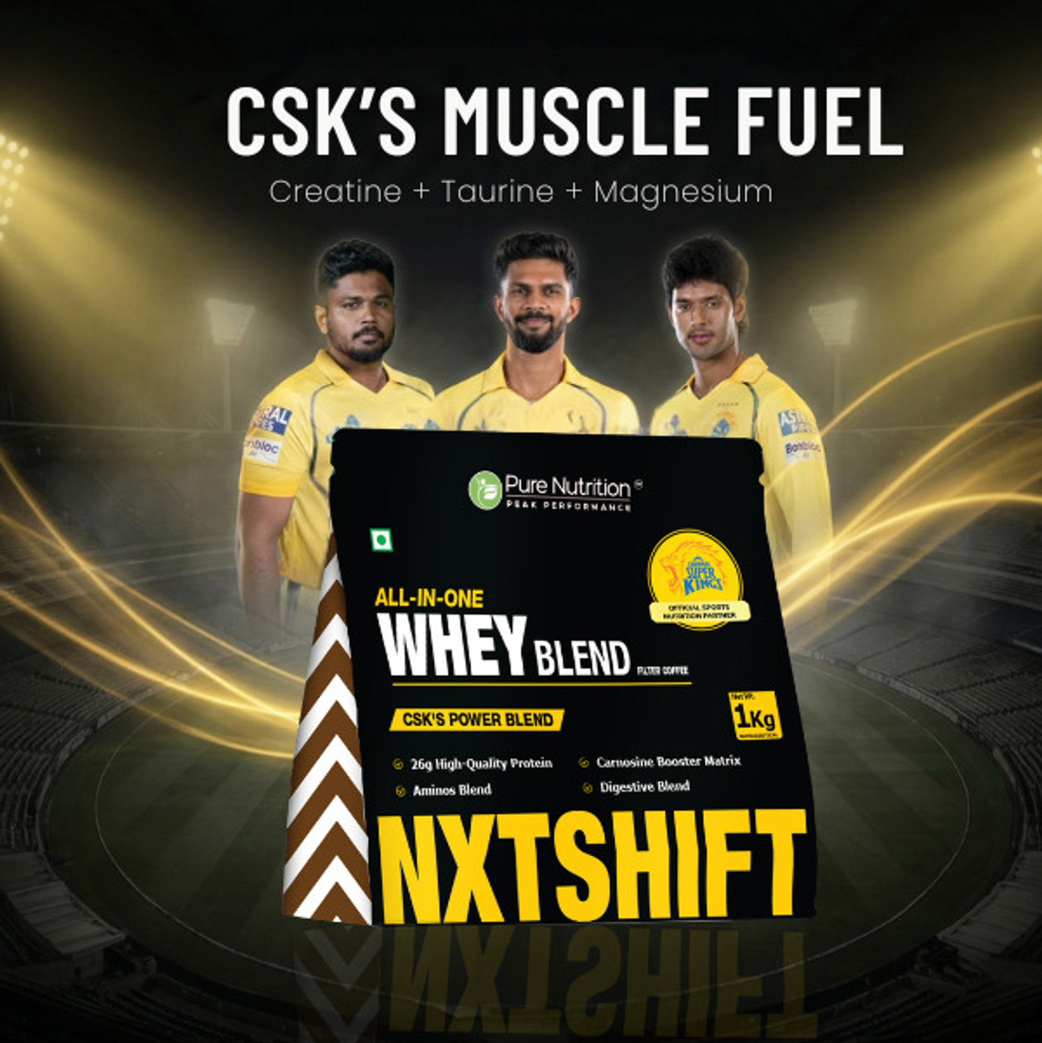 Image of Pure Nutrition NXTSHIFT CSK All-in-One Whey Protein Blend - 26g Protein Filter Coffee Protein Blends