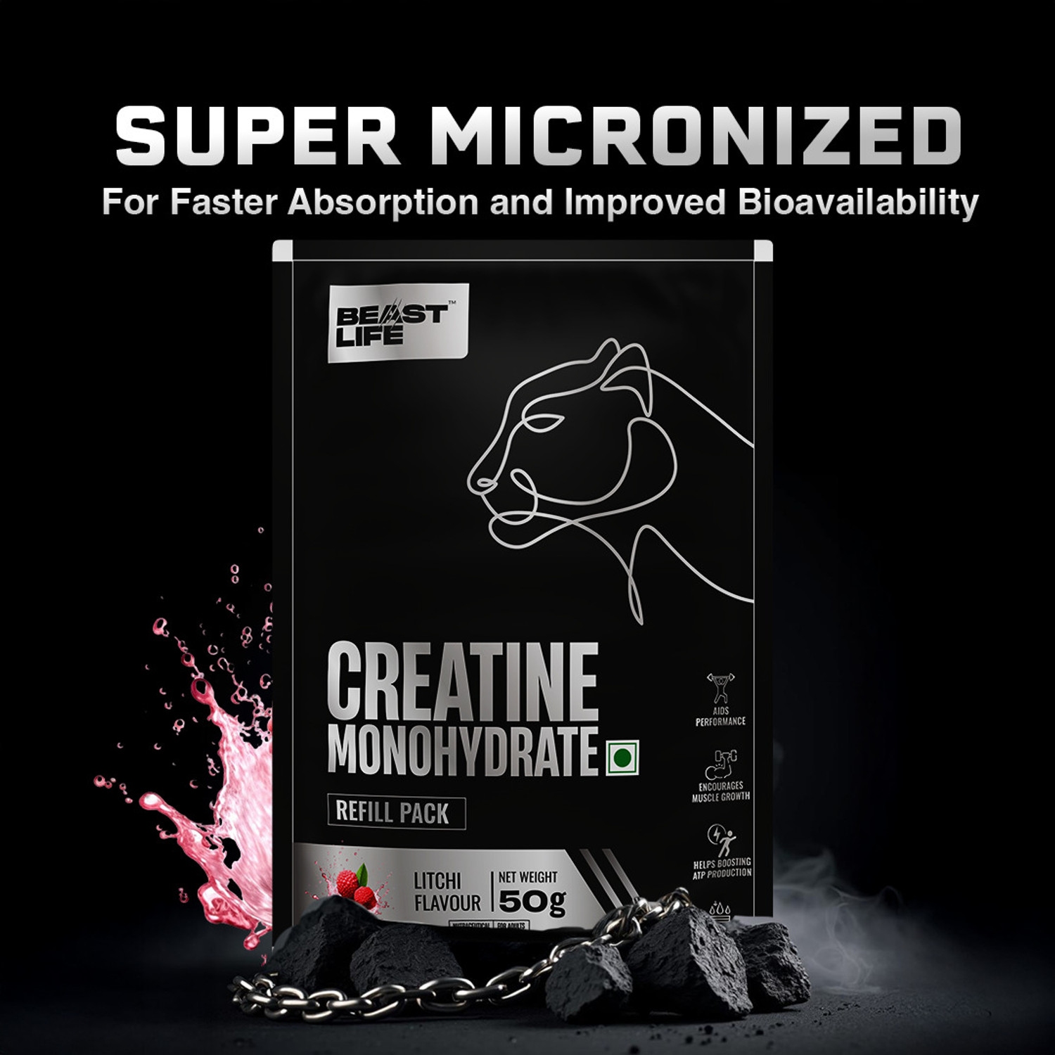 Image of BeastLife Creatine Monohydrate | 13 Servings | Micronised Creatine| NABL Lab Tested Creatine