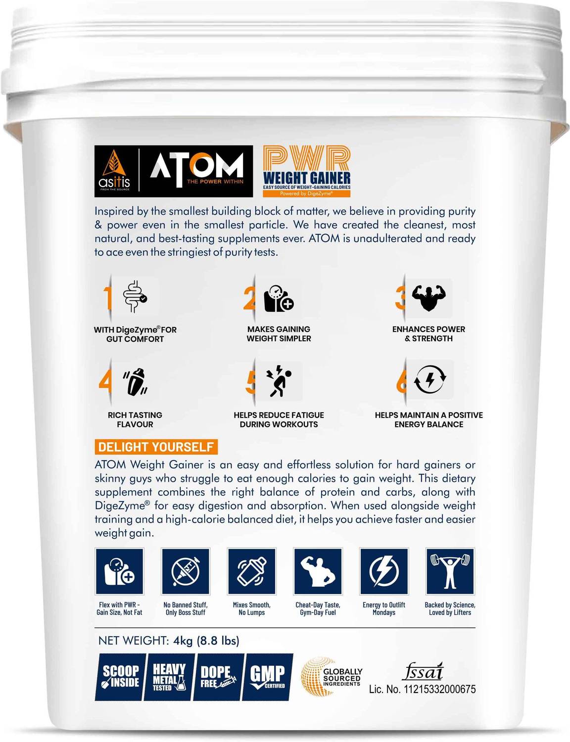AS-IT-IS Nutrition ATOM Weight Gainer 4kg - Image 3