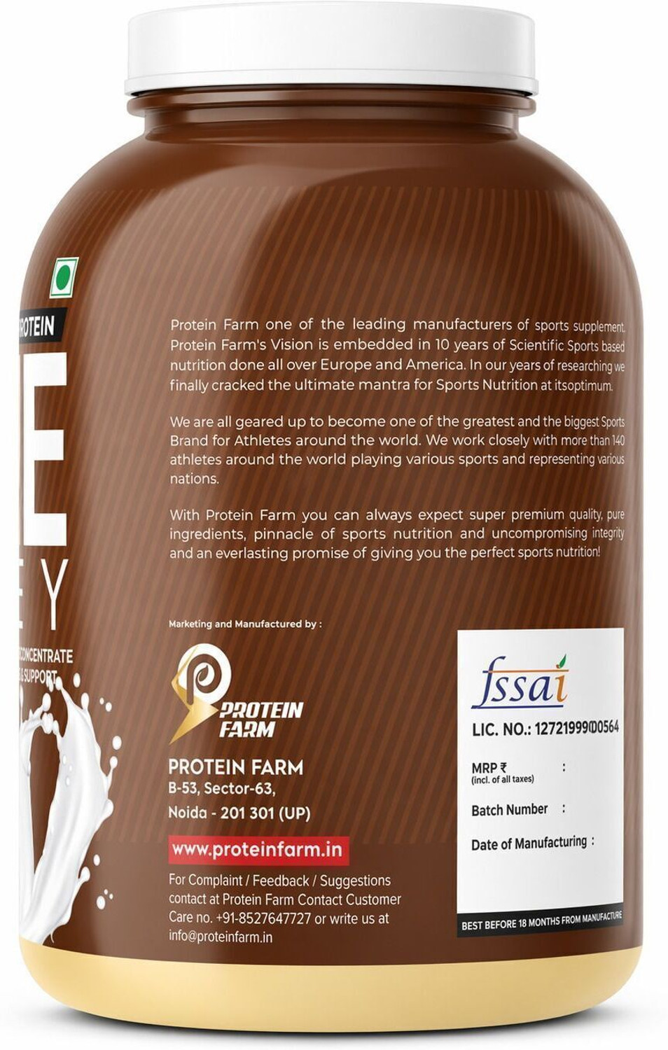 Image of PROTEINFARM PURE WHEY ISOLATE & HYDROLYSED PROTEIN 2KG (0 CARBS , LOW FAT) Whey Protein