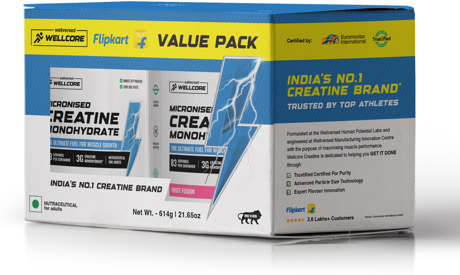 Image of Wellcore Fruit Fusion Value Pack - Micronised Creatine Monohydrate | Lab Tested Creatine