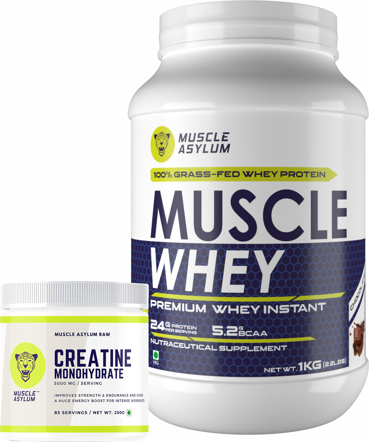 Image of Muscle Asylum Muscle Whey 100% Whey Protein-Double Chocolate-1Kg &Creatine -250gm (Unflavored) Whey Protein