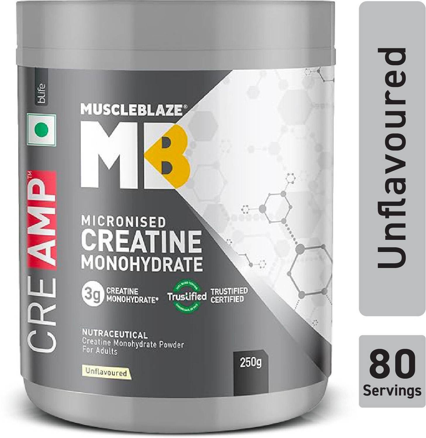 MUSCLEBLAZE Micronised Creatine Monohydrate CreAMP Powder, Trusti