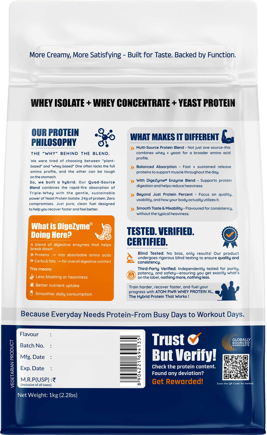 Image of AS-IT-IS Nutrition ATOM PWR Whey XL - Powered with Fermented Yeast Protein Isolate Whey Protein