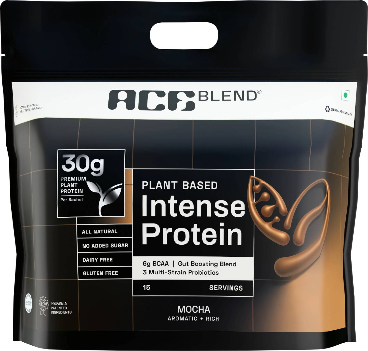 Ace Blend INTENSE, 30G A-Grade Vegan Plant Protein Powder for Men & Women Plant-Based Protein