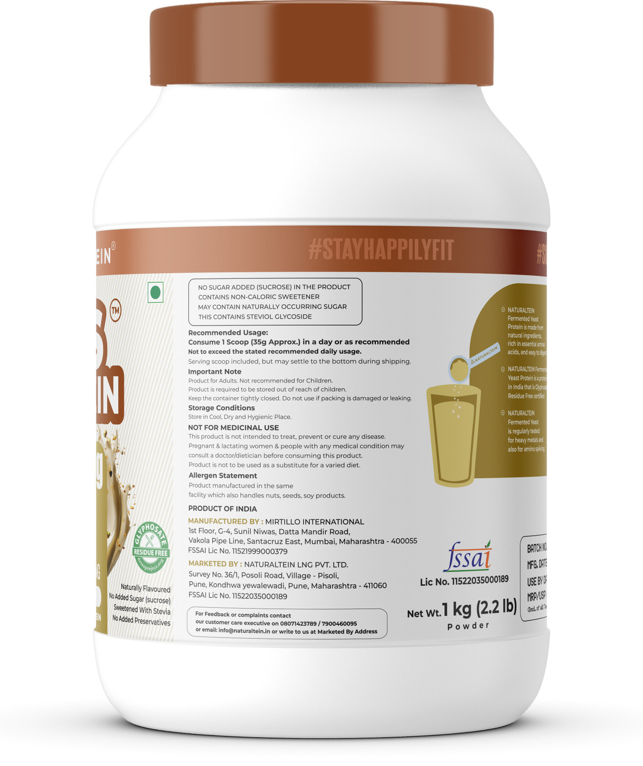 Image of NATURALTEIN Fermented Yeast Protein Powder | 25g Protein Per Scoop | Vegan Plant Protein Plant-Based Protein