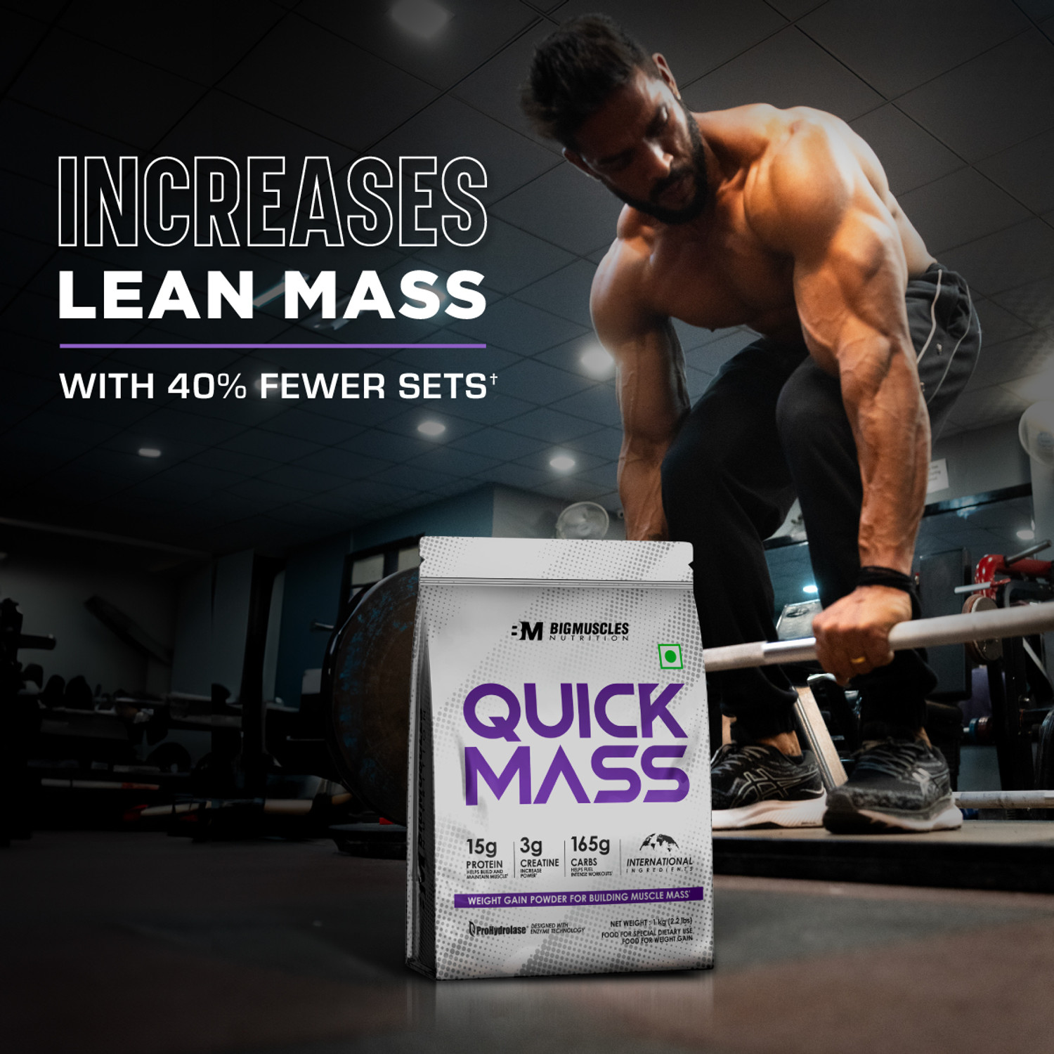 Image of BIGMUSCLES NUTRITION Quick Mass Gainer | With Creatine Monohydrate & Prohydrolase Tech | High Protein Weight Gainers /Mass Gainers