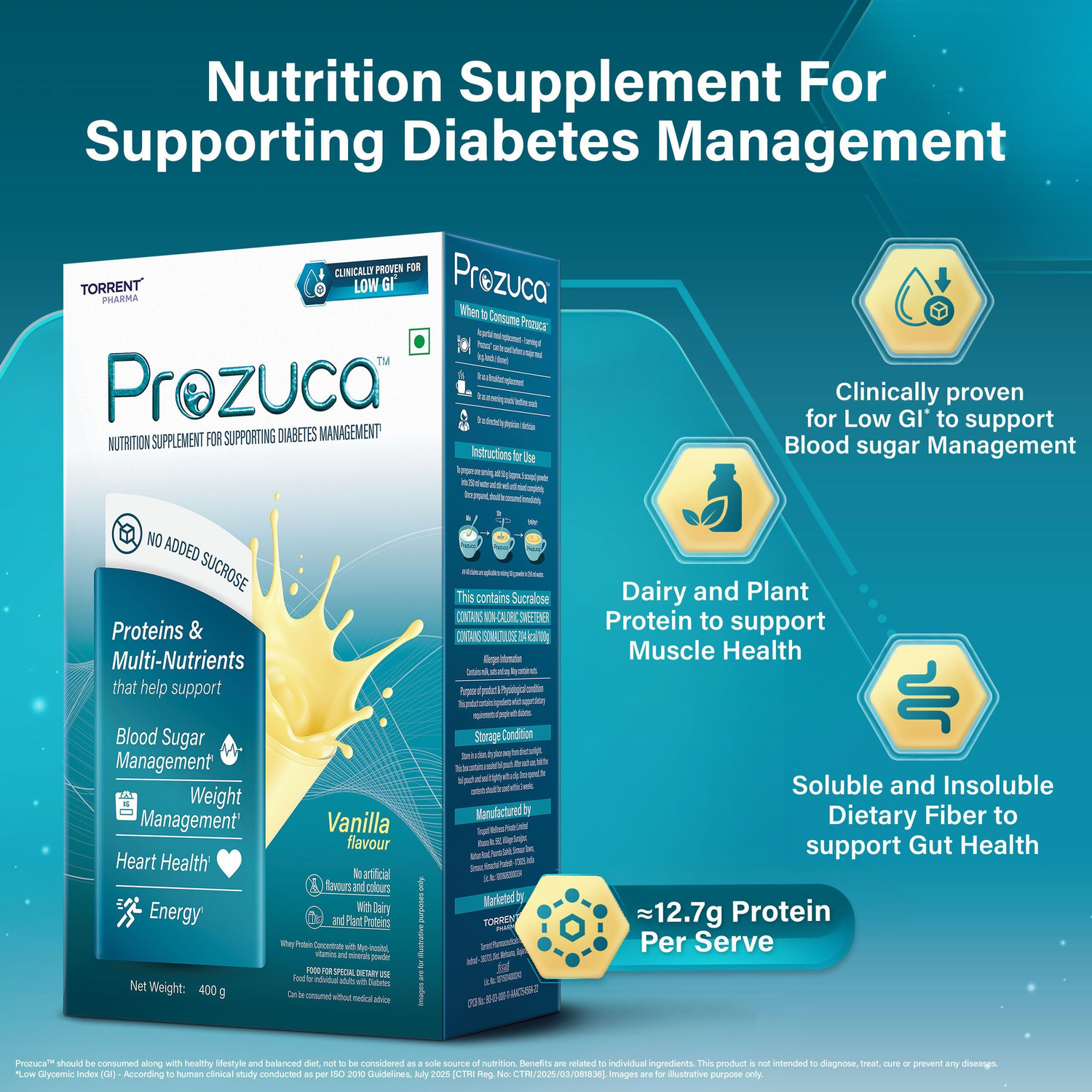 Image of Prozuca Nutrition Supplement to support Diabetes Management - By Torrent Pharma Protein Shake