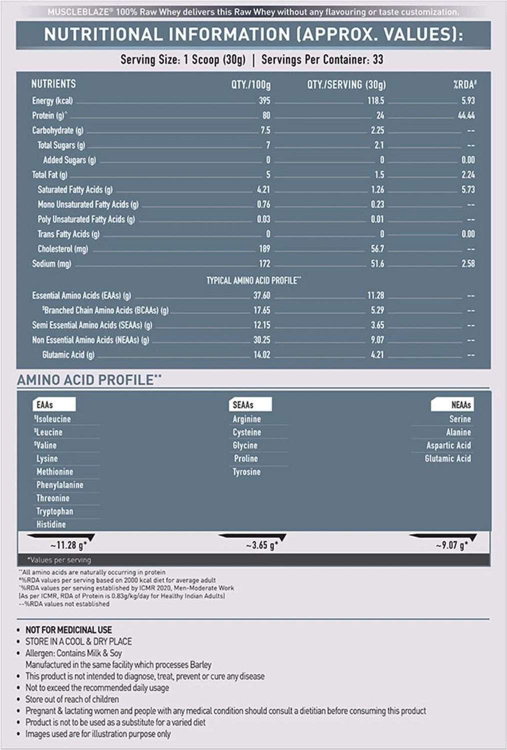 Image of MUSCLEBLAZE 100% Clean Raw Concentrate | 24g Protein per Scoop | Easy to Digest Whey Protein