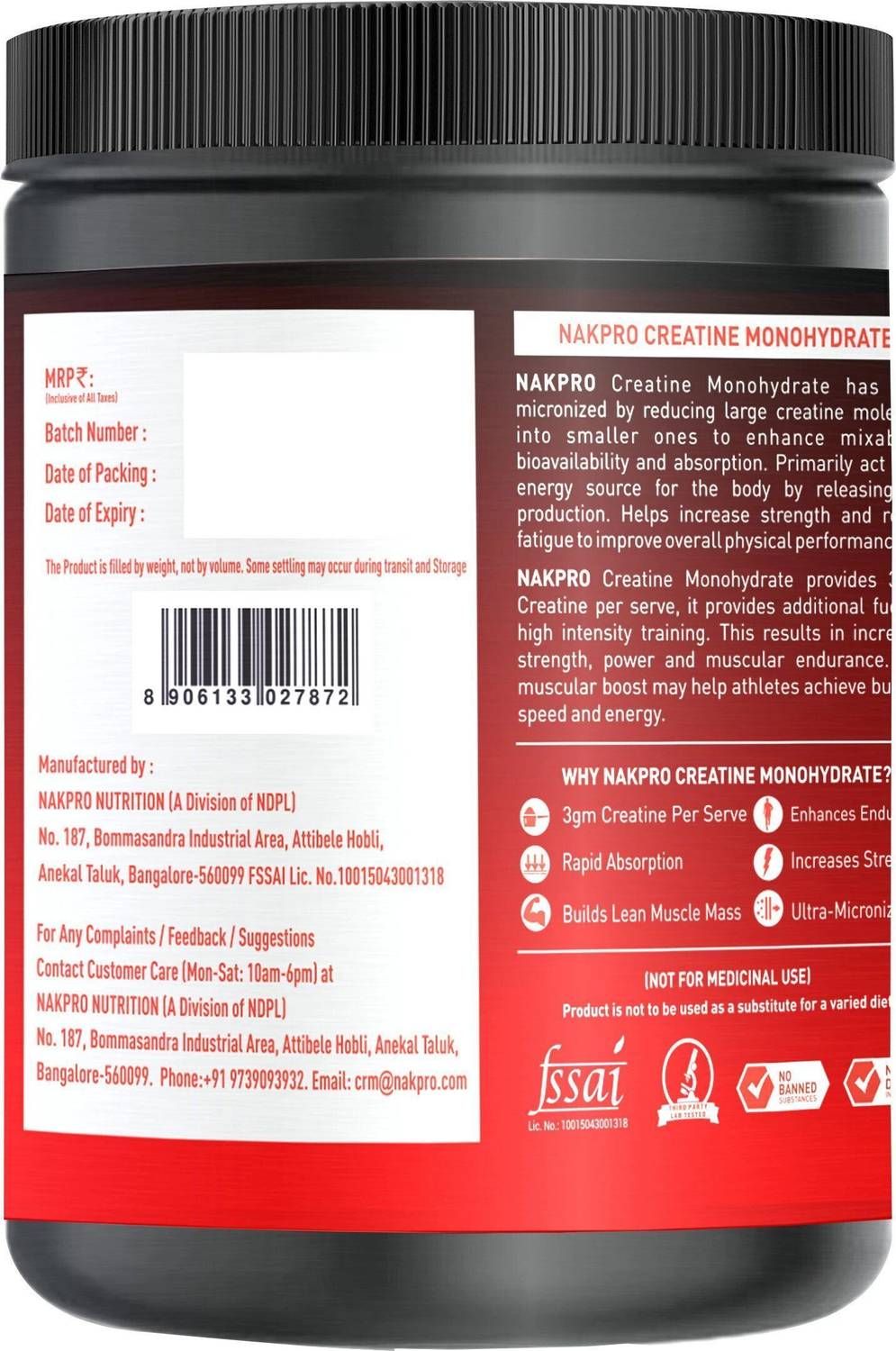 Nakpro Micronised Monohydrate Creatine 150 g - Image 3