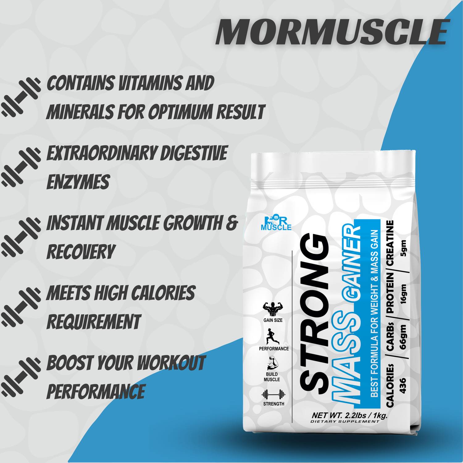 Mormuscle Strong Gainer 16g Protein 5g Creatine - Image 2