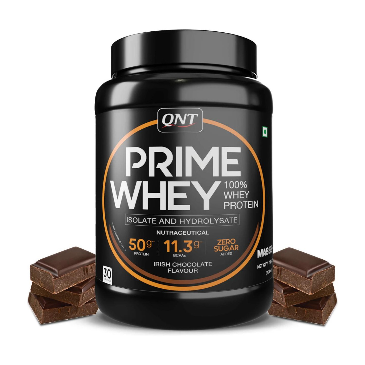 Image of QNT Prime Whey, 100% Whey Protein with whey Isolate, 1kg, Irish Chocolate Whey Protein