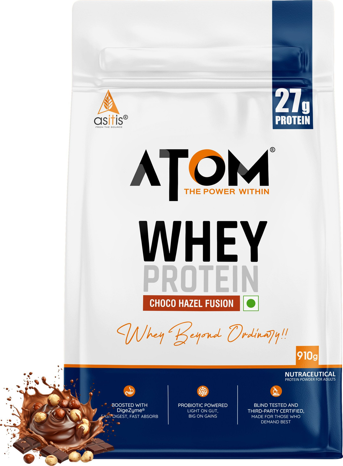 Image of AS-IT-IS Nutrition ATOM Whey Protein, 27g protein, Isolate & Concentrate, USA Labdoor Certified Whey Protein