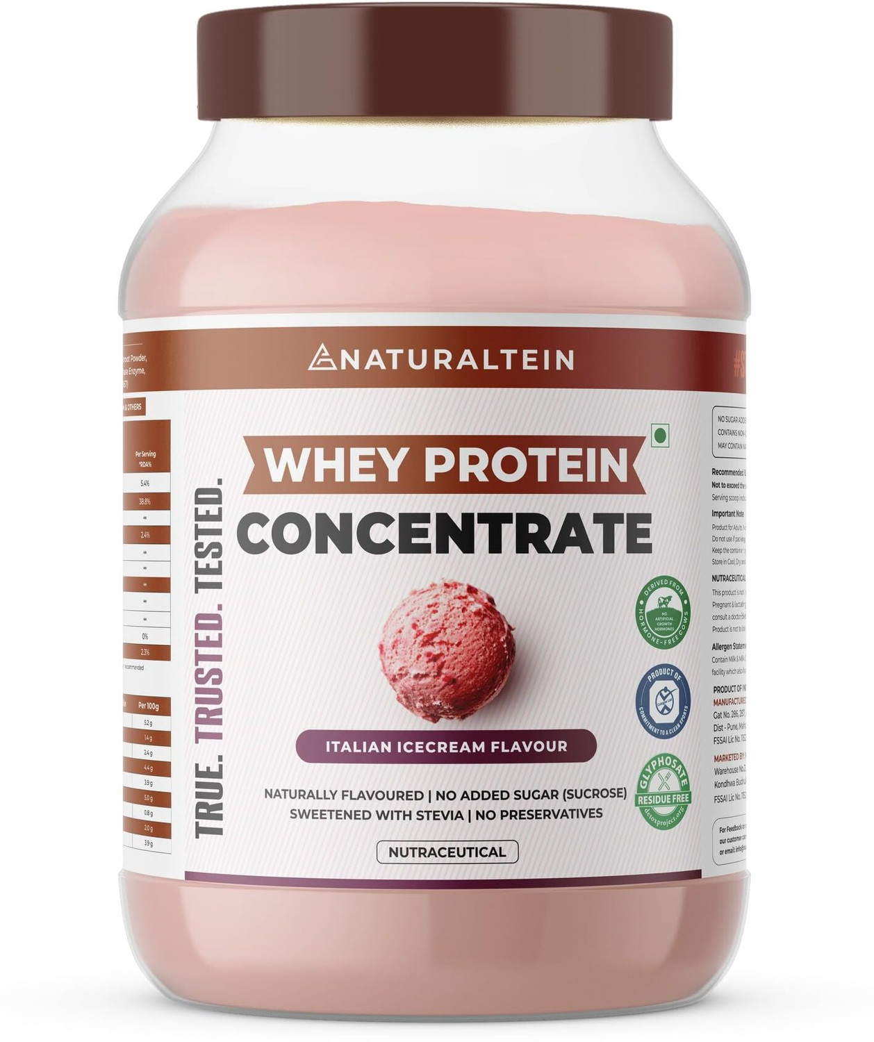 Image of NATURALTEIN Natural Whey Protein Concentrate Italian Ice Cream Whey Protein