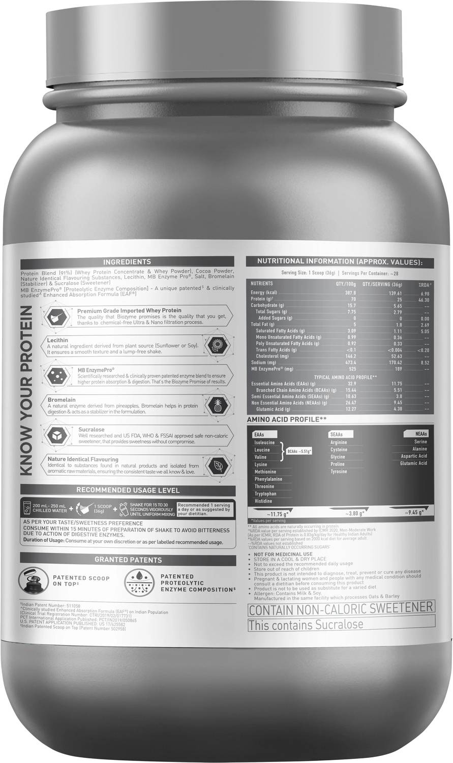 MUSCLEBLAZE Biozyme Performance Whey Protein 1 kg - Image 5