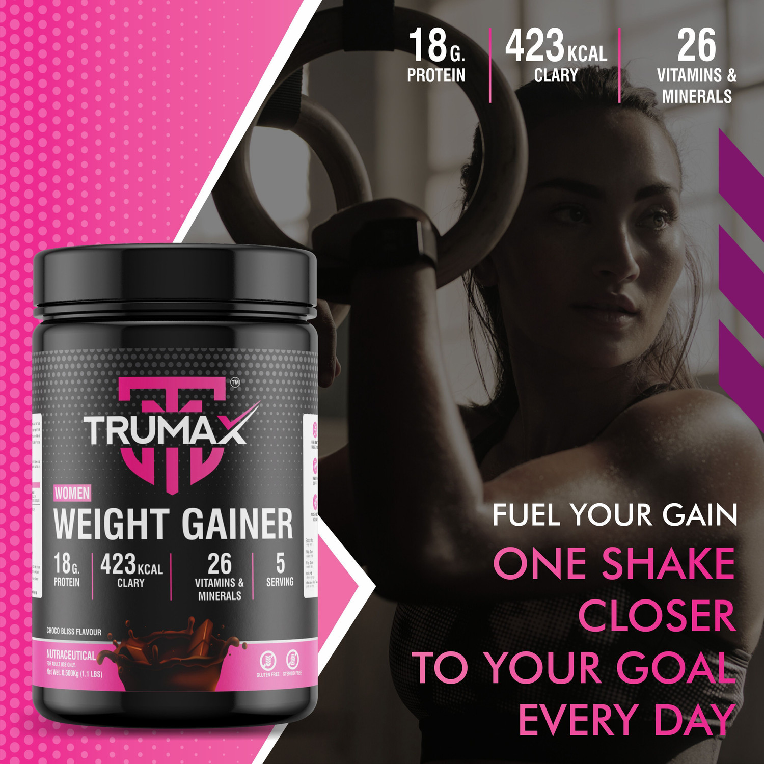 Image of TRUMAX Women Weight Gainer | 18g High Whey Protein Weight Gainers /Mass Gainers