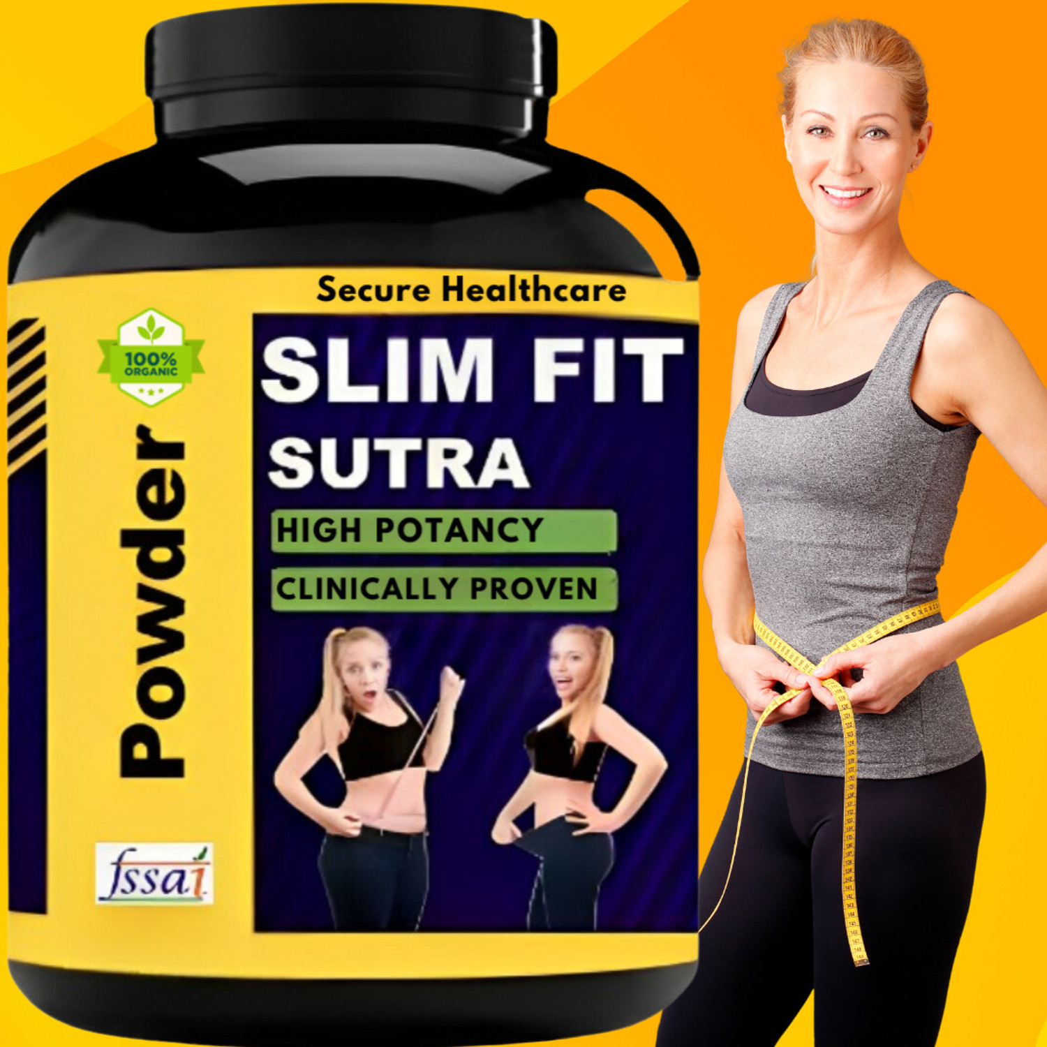 Image of Secure Healthcare Slim Fit Sutra, Body Fat Control, Weight Loss, Pack of 1, Flavor Banana Whey Protein