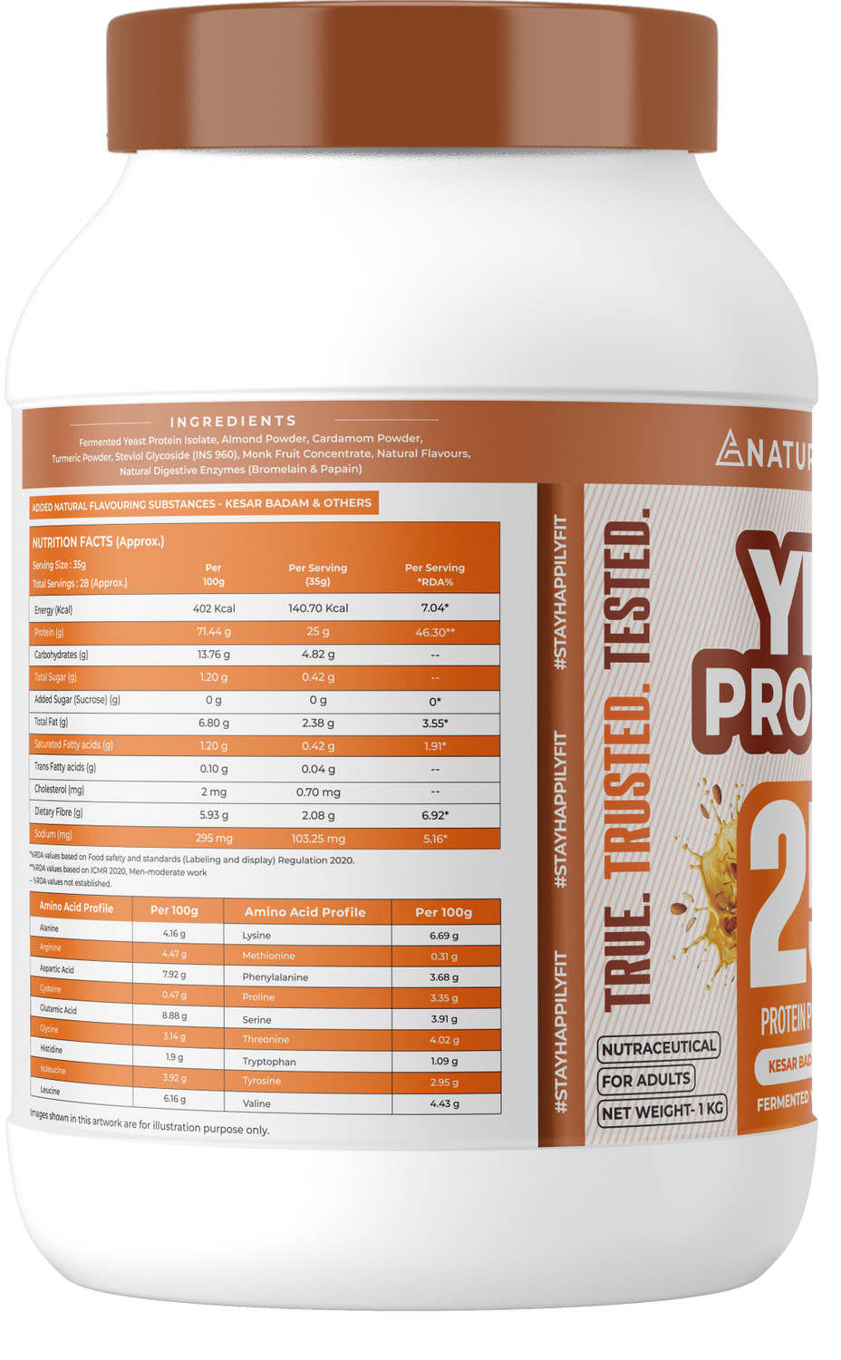 Image of NATURALTEIN Fermented Yeast Protein Powder | 25g Protein Per Scoop | Vegan Plant Protein Plant-Based Protein