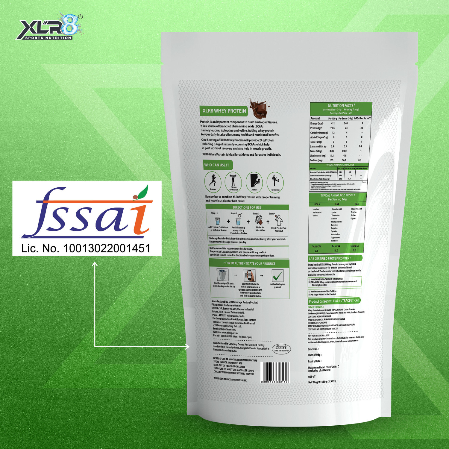 Image of XLR8 Whey Protein with 24 g and 5.4 g BCAA Whey Protein
