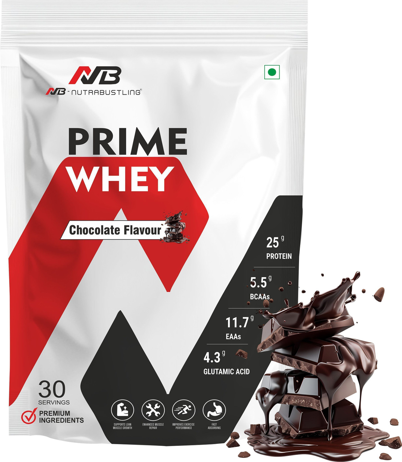 Image of Nutrabustling Prime Whey Protien Supplement Powder, 25g Protein Per Scoop Whey Protein