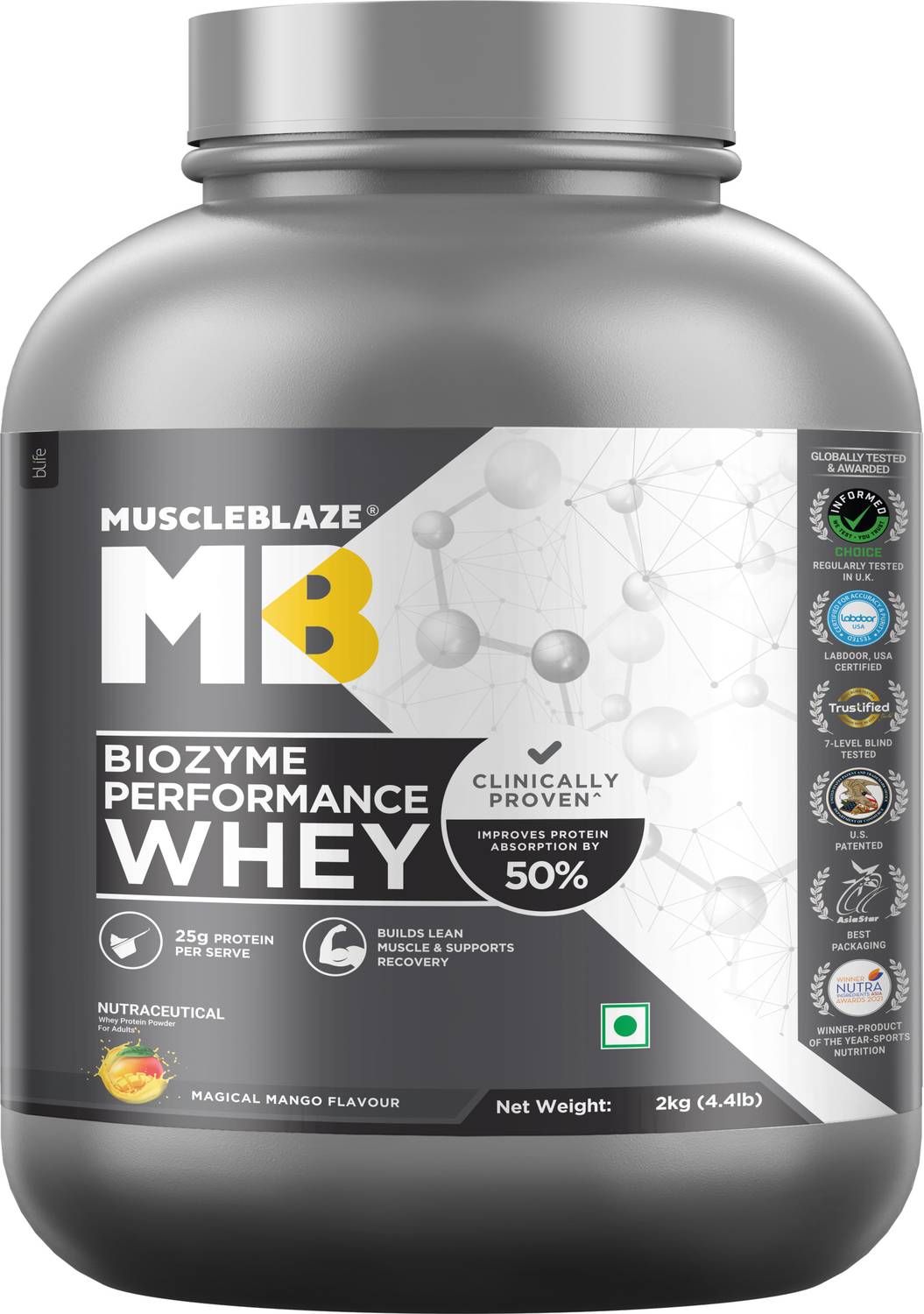 MUSCLEBLAZE Biozyme Performance Whey Protein Powder, 25g - Image 1