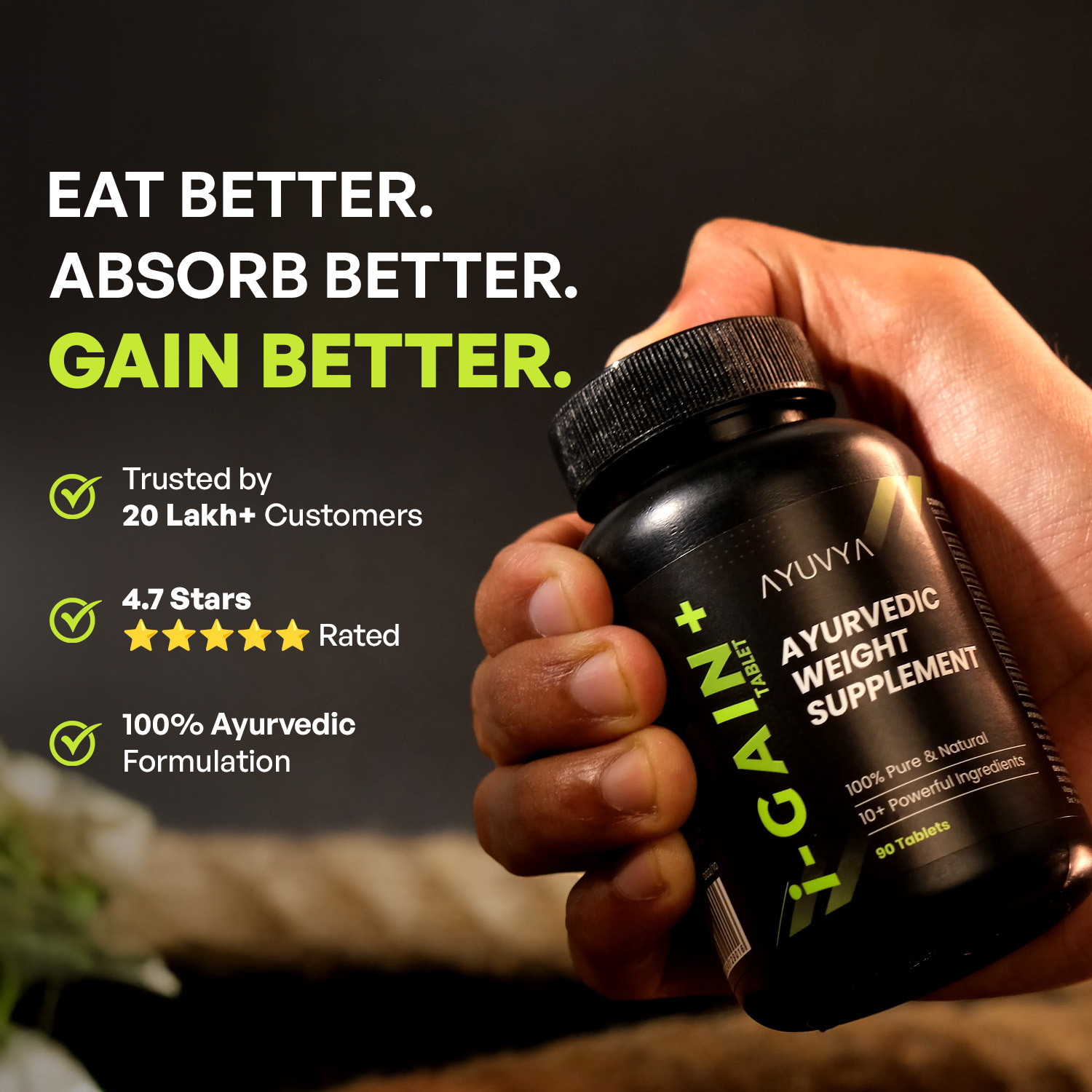 Image of Ayuvya i-GAIN+, Clinically Proven Weight Gainer Supports Nutrient Absorption