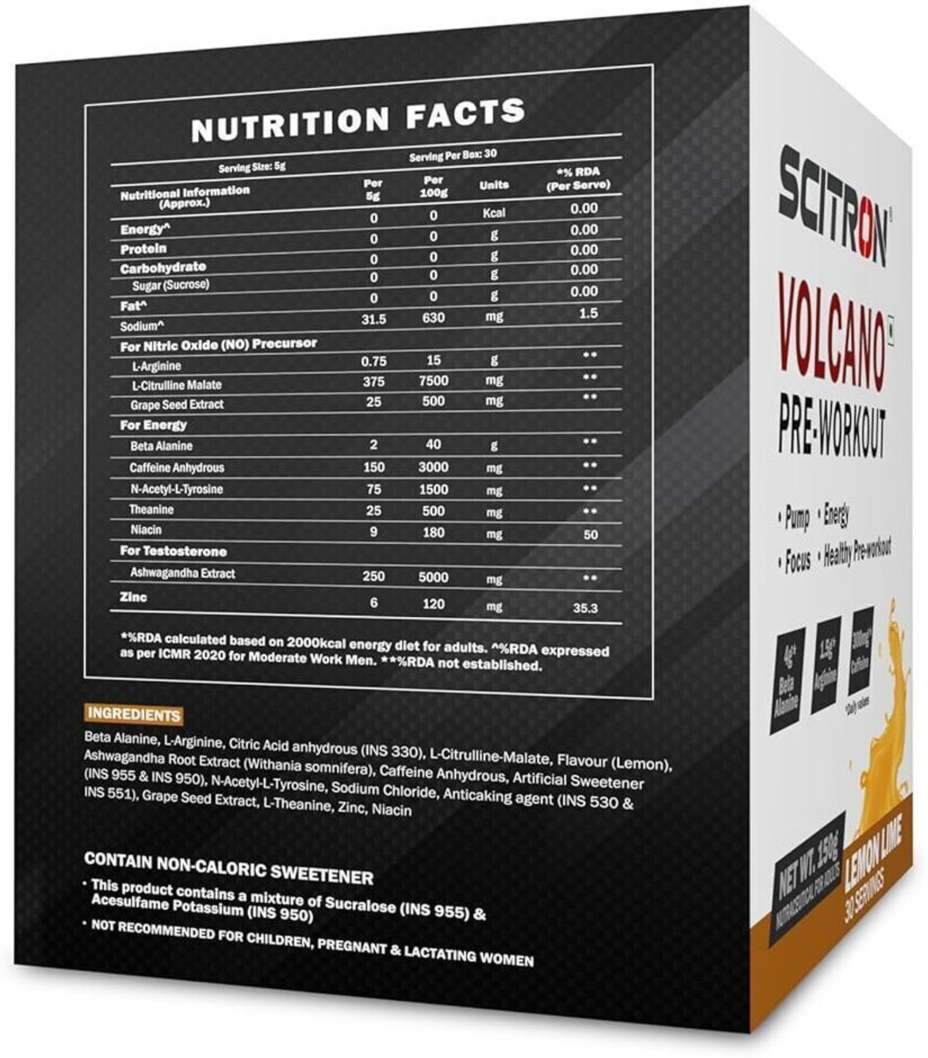 Image of Scitron Volcano Pre-Workout 150 Gm-(Lemon Lime) Pre Workout