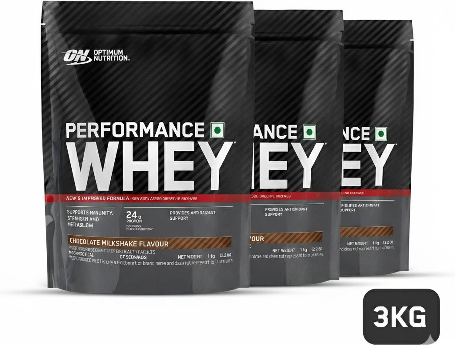 Optimum Nutrition Performance Whey Protein Powder Pack of 3