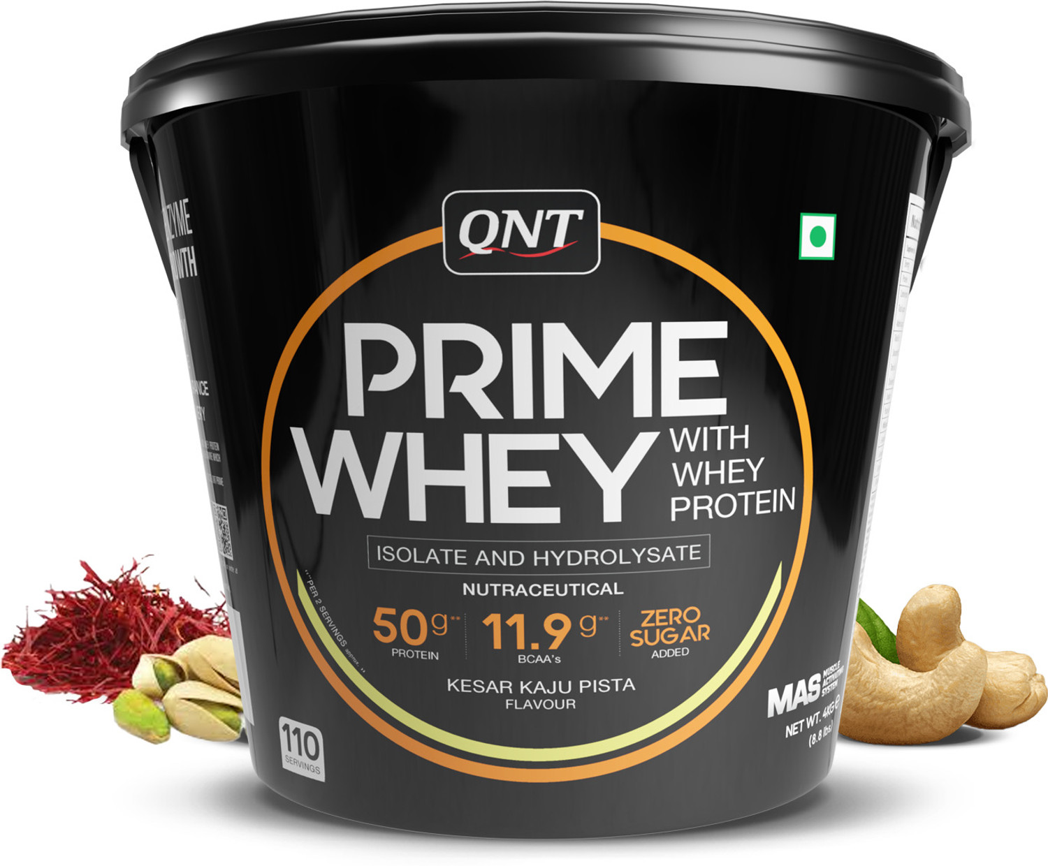 Image of QNT Prime Whey, 100% Whey Protein with whey Isolate, 4kg, Kesar Kaju Pista Flavour Whey Protein