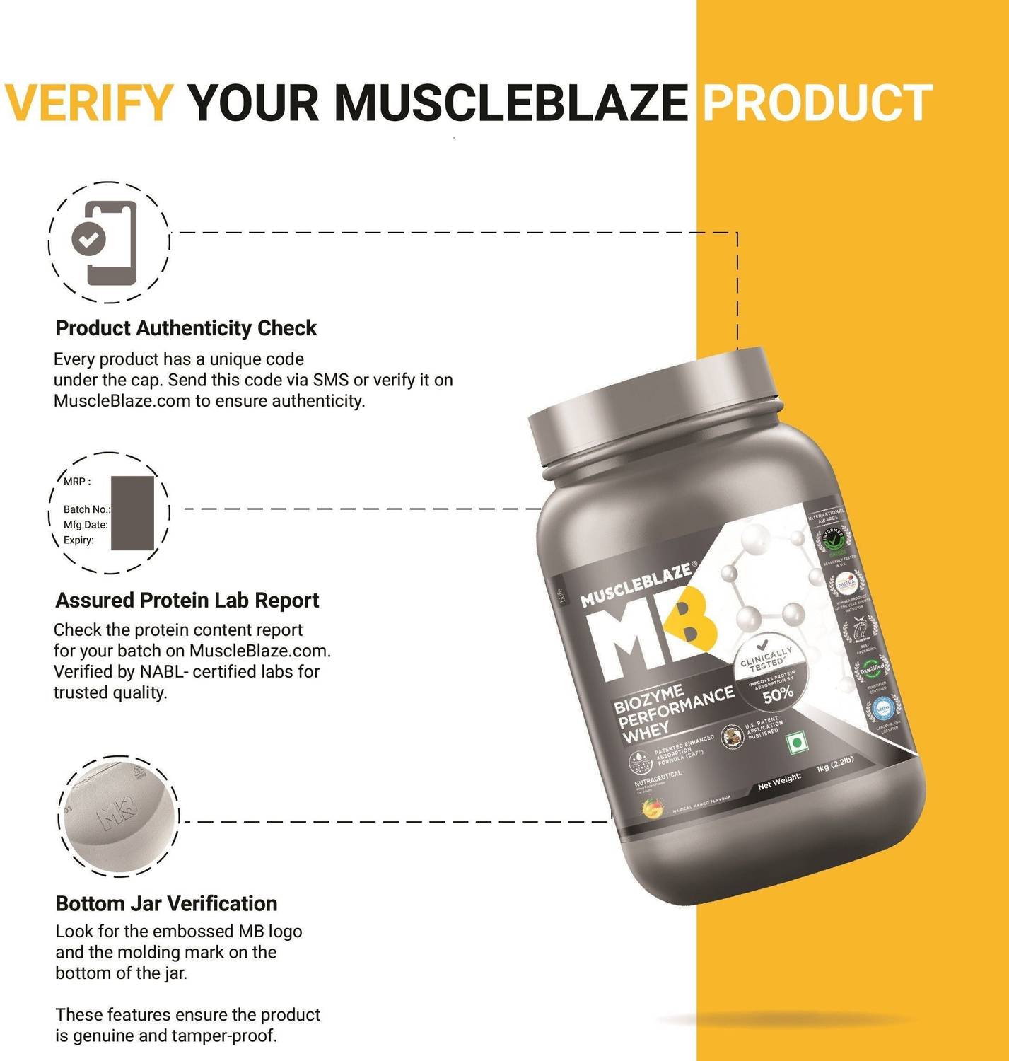 MUSCLEBLAZE Biozyme 25g Whey Protein - Image 4