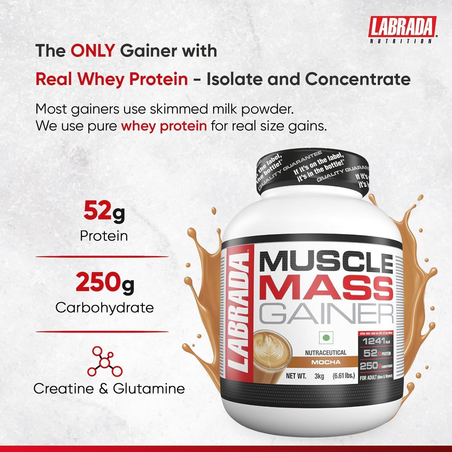 Image of Labrada Muscle Mass Gainer Mocha| Weight Gainer with Protein | 9 Servings Weight Gainers /Mass Gainers