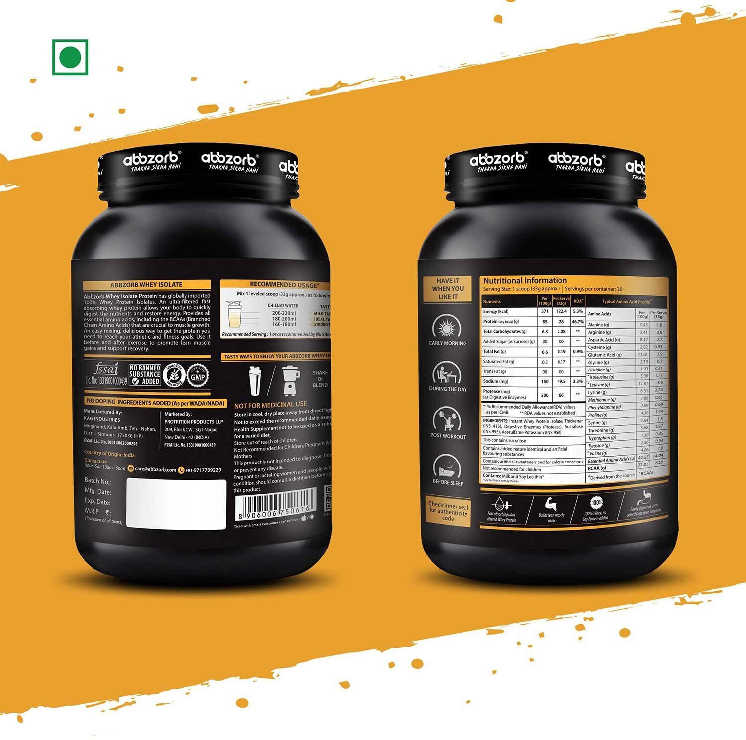 Image of Abbzorb Whey Isolate Vanilla Whey Protein