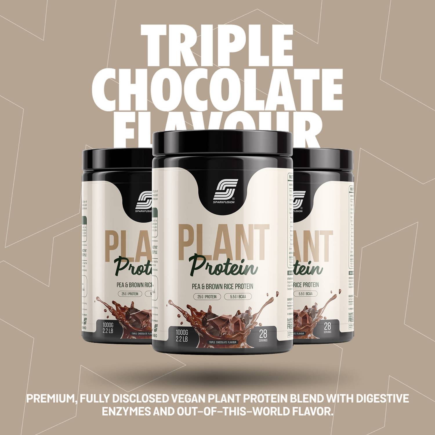 Sparkfusion Vegan Plant Protein Powder 1kg Chocolate - Image 5