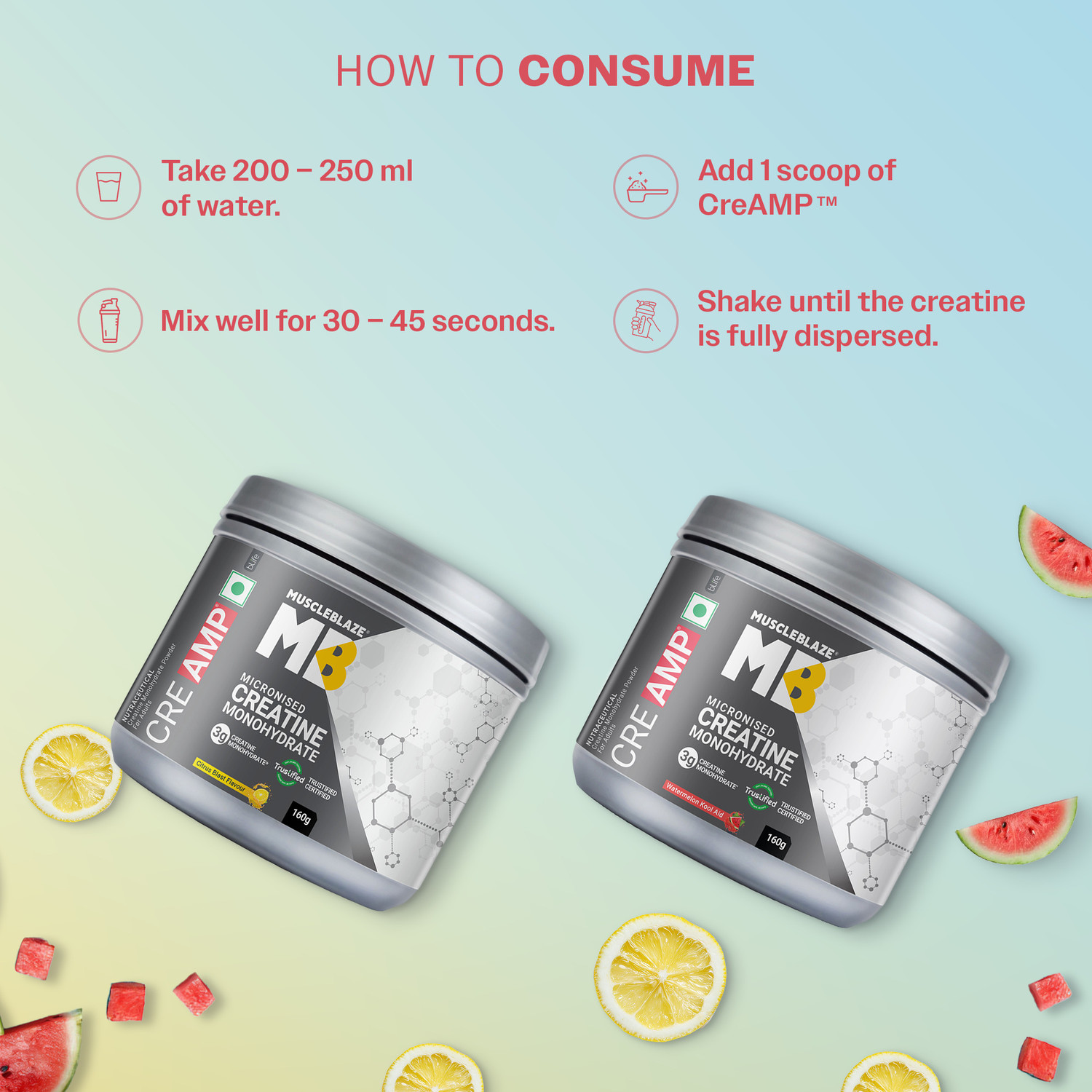 Image of MUSCLEBLAZE Micronised Creatine Monohydrate CreAMP Powder, Trustified Certified Creatine