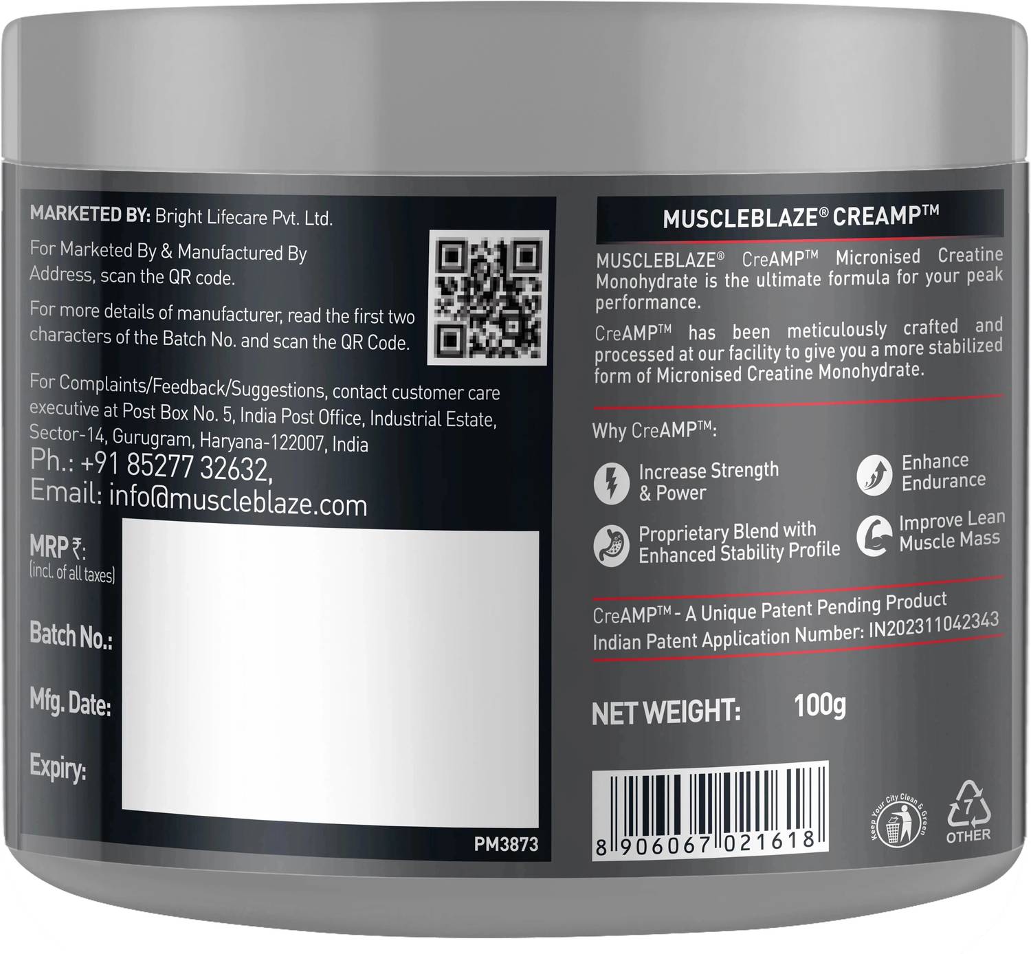 MUSCLEBLAZE Micronised Monohydrate Creatine 100g - Image 5