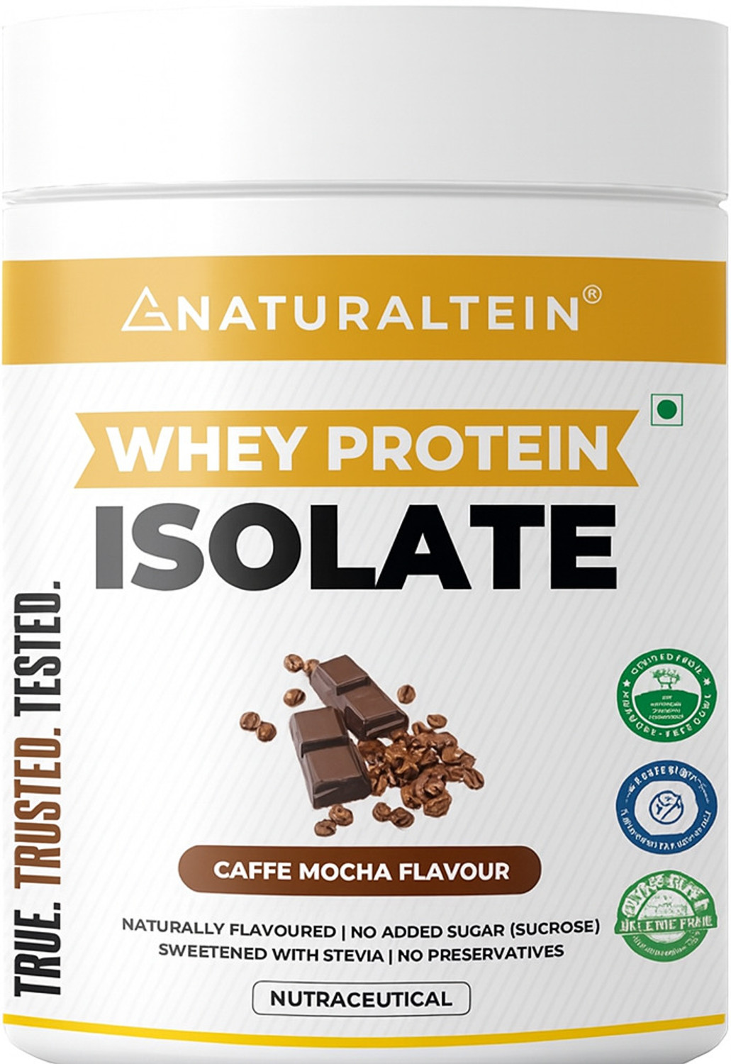 Image of NATURALTEIN Whey Protein Isolate Caffe Mocha Flavour|25 g Protein per Serving|No Added Sugar Whey Protein