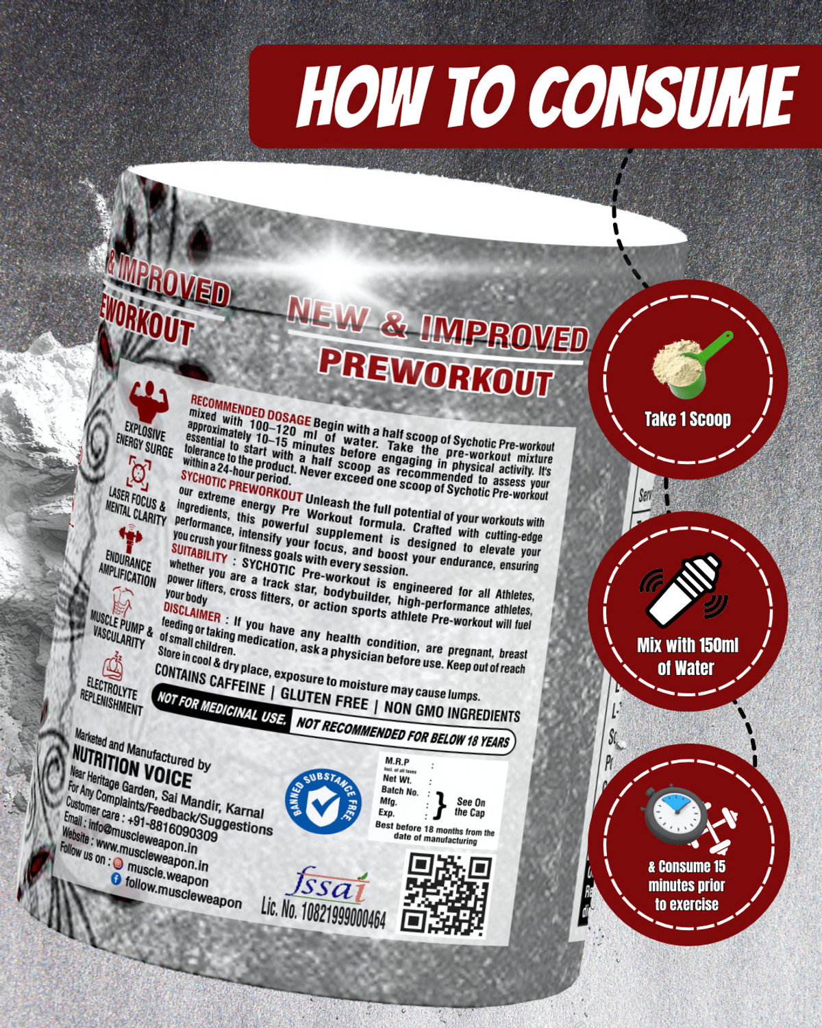 Image of Muscle Weapon Sychotic Preworkout 30 servings| Energy | Focus | Pump Pre Workout