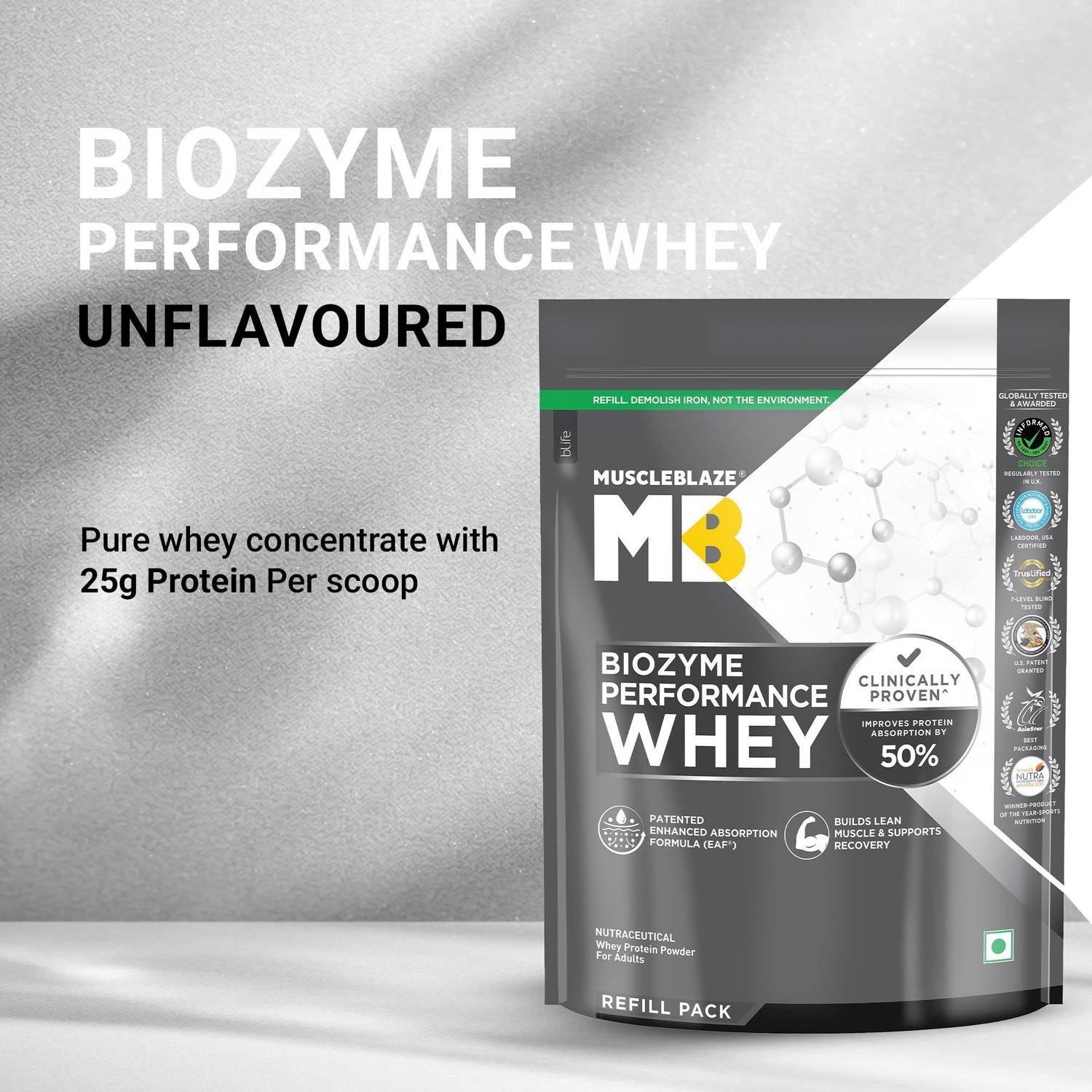 MUSCLEBLAZE Biozyme Whey Protein 25g - Image 2