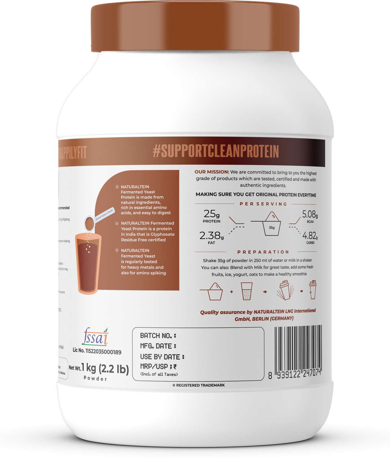 Image of NATURALTEIN Fermented Yeast Protein Powder | 25g Protein Per Scoop | Vegan Plant Protein Plant-Based Protein