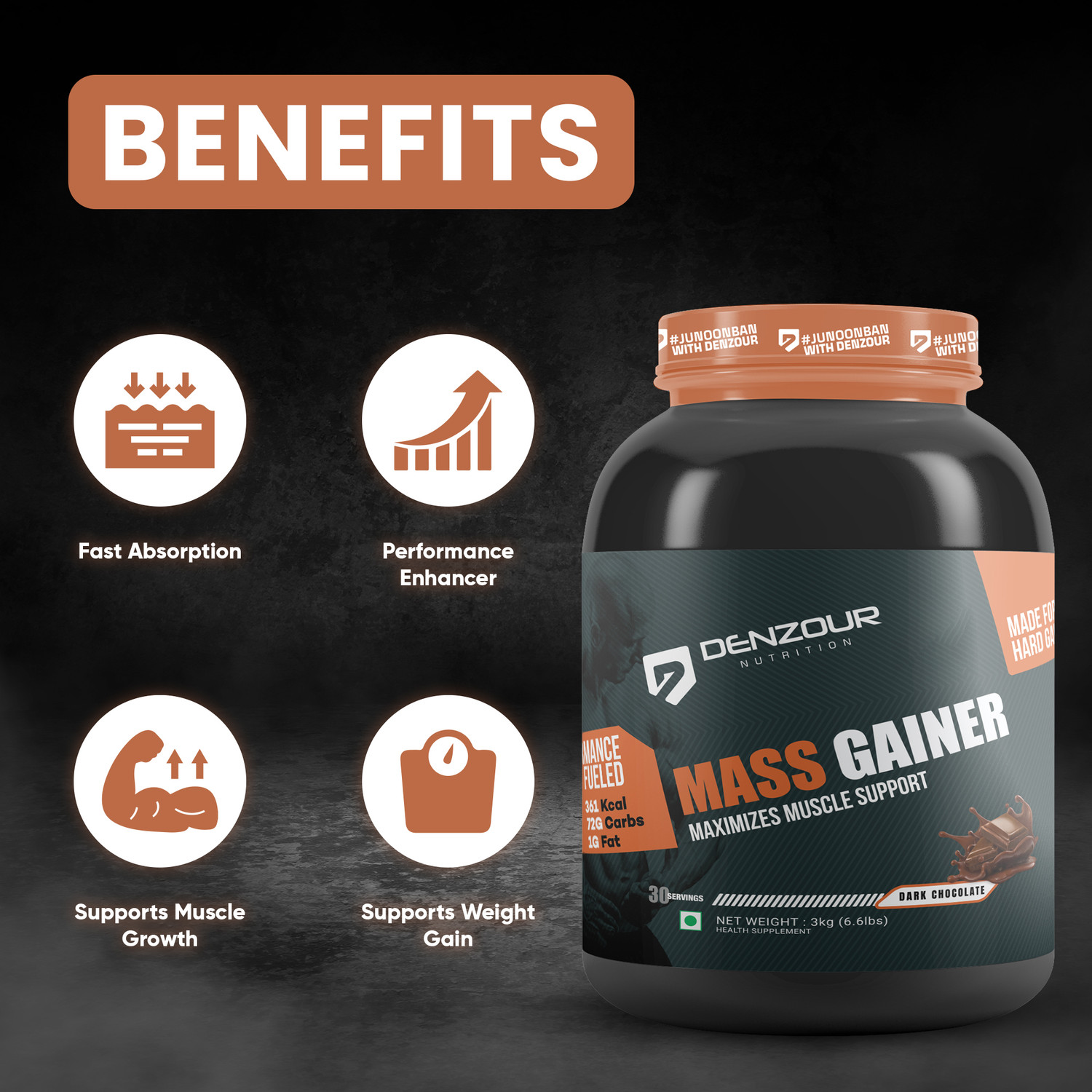Image of DENZOUR NUTRITION High Protein High Calorie Weight Gainers /Mass Gainers