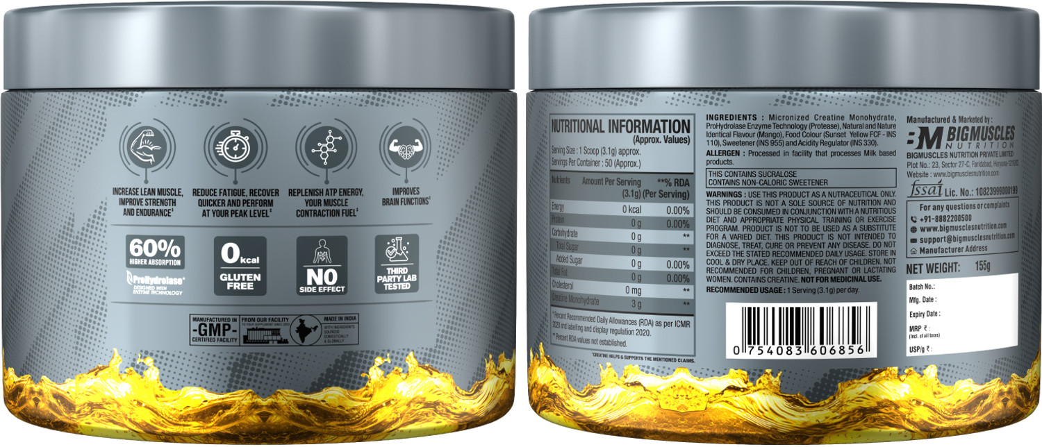 Image of BIGMUSCLES NUTRITION Creatine Monohydrate [50 Servings] | Supports Lean Muscle Building & Recovery Creatine