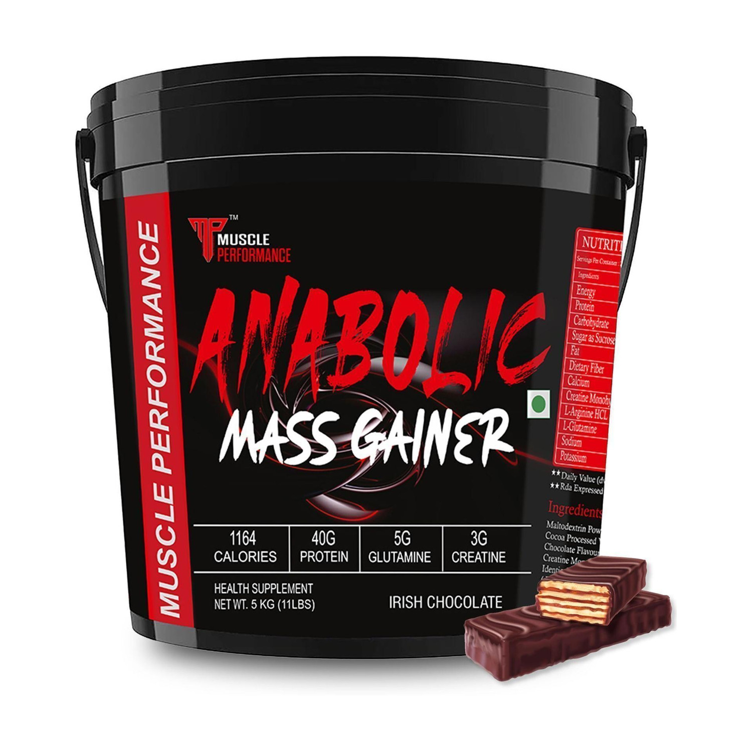 Image of Muscle Performance Anabolic Mass Gainer With 40g Protein, Added Vitamins, Probiotics, Enzymes Weight Gainers /Mass Gainers