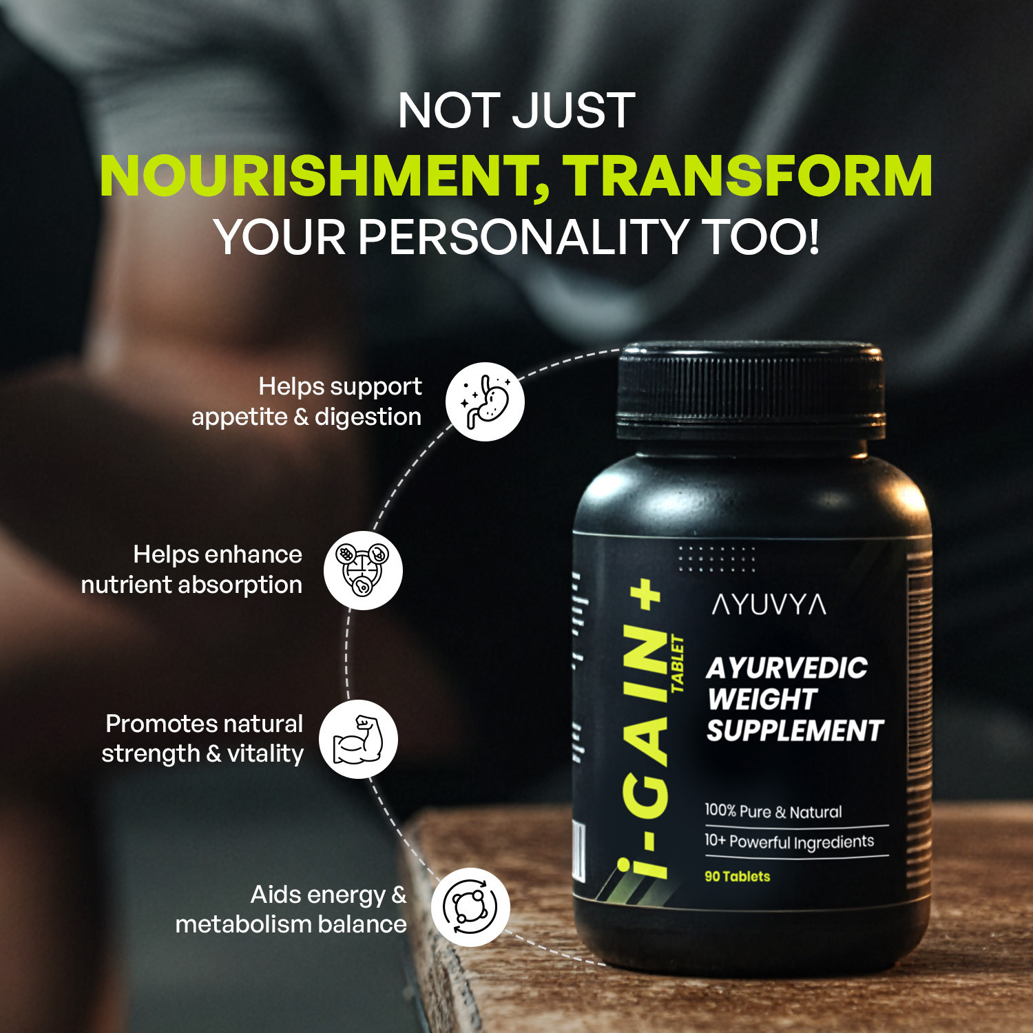 Image of Ayuvya i-GAIN+, Clinically Proven Weight Gainer Supports Nutrient Absorption