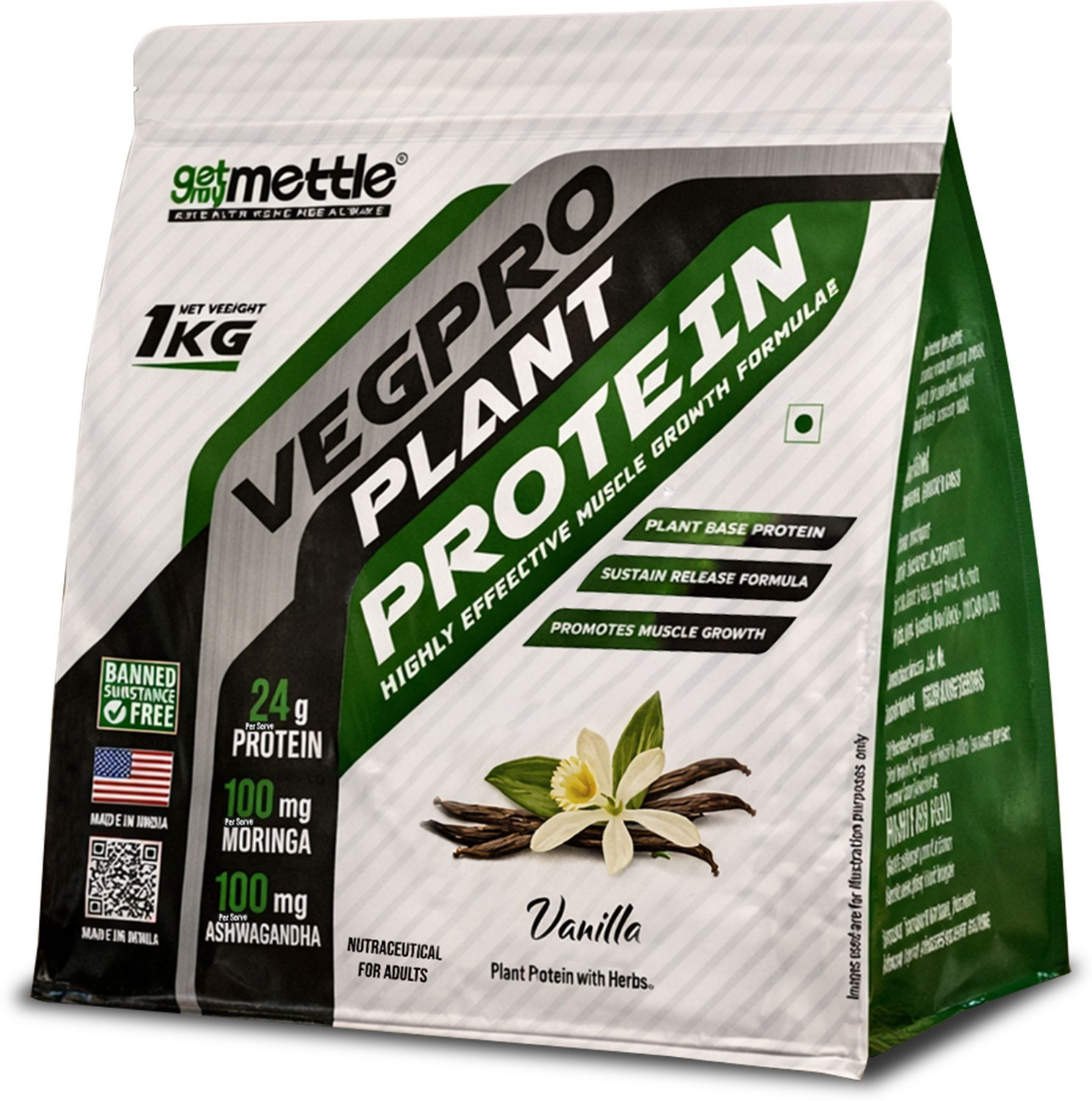 Image of getmymettle Vegpro Vegan Protein Pure Isolate , Low Carbs, Pea Protein | Gluten Free Plant-Based Protein