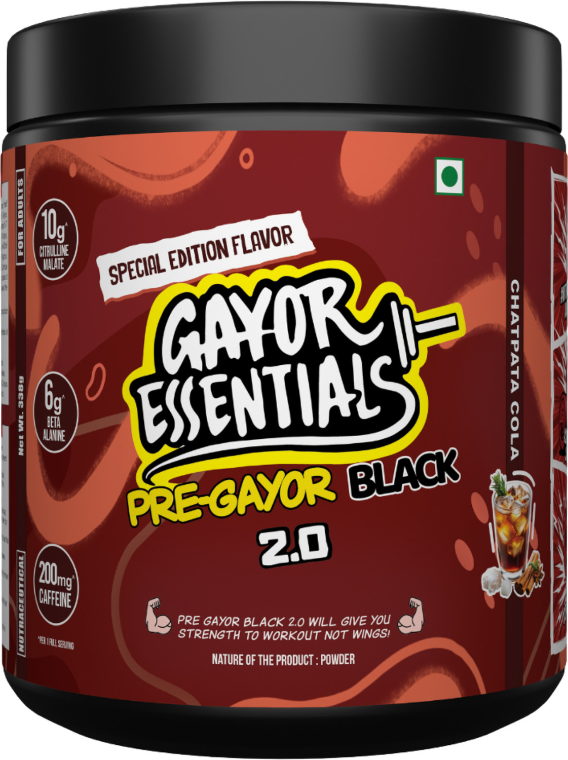 Image of gayor essentials Pre Black 2.0 High-Stim Energy, Focus & Pump Support Pre Workout