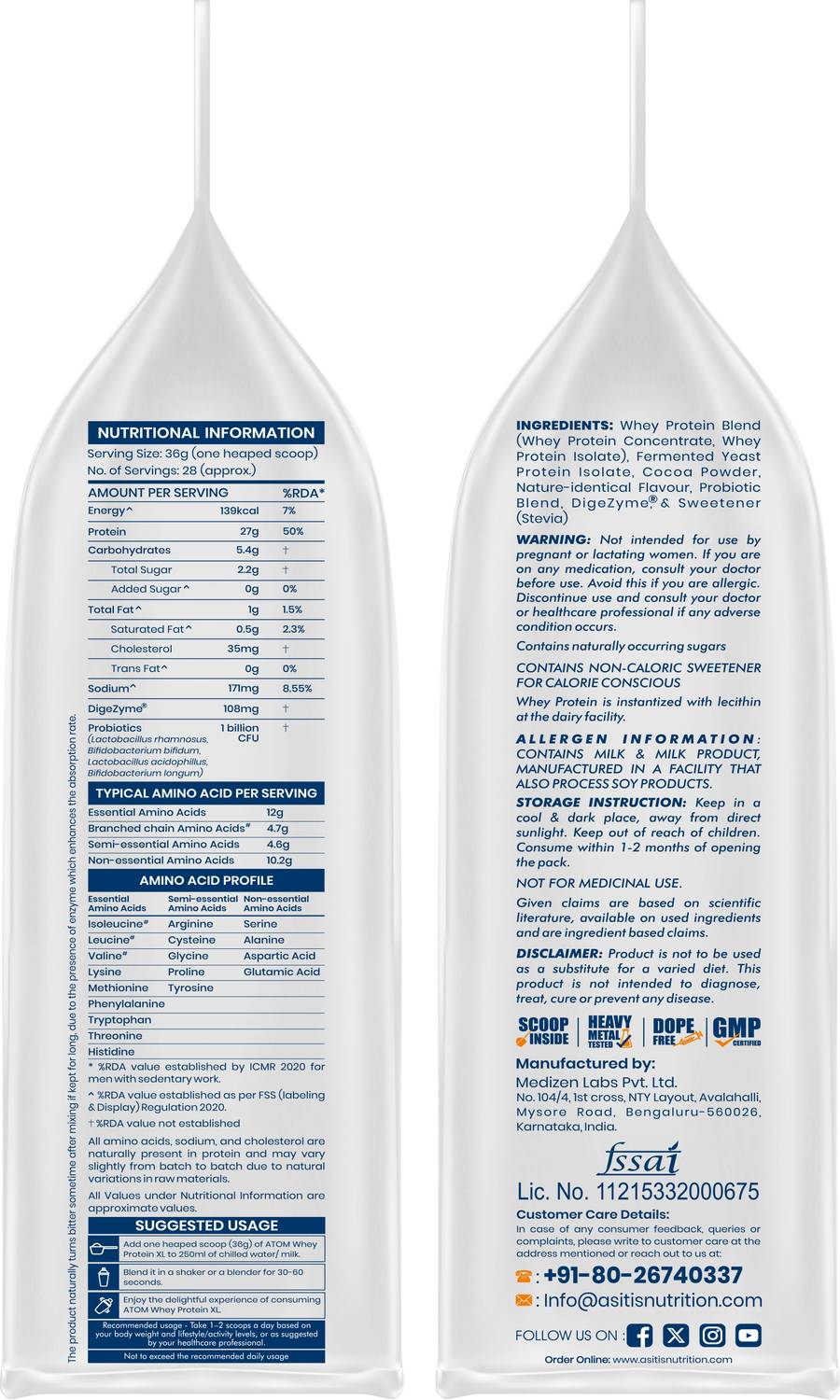 AS-IT-IS ATOM Whey Protein XL with Yeast Protein 1 kg - Image 2