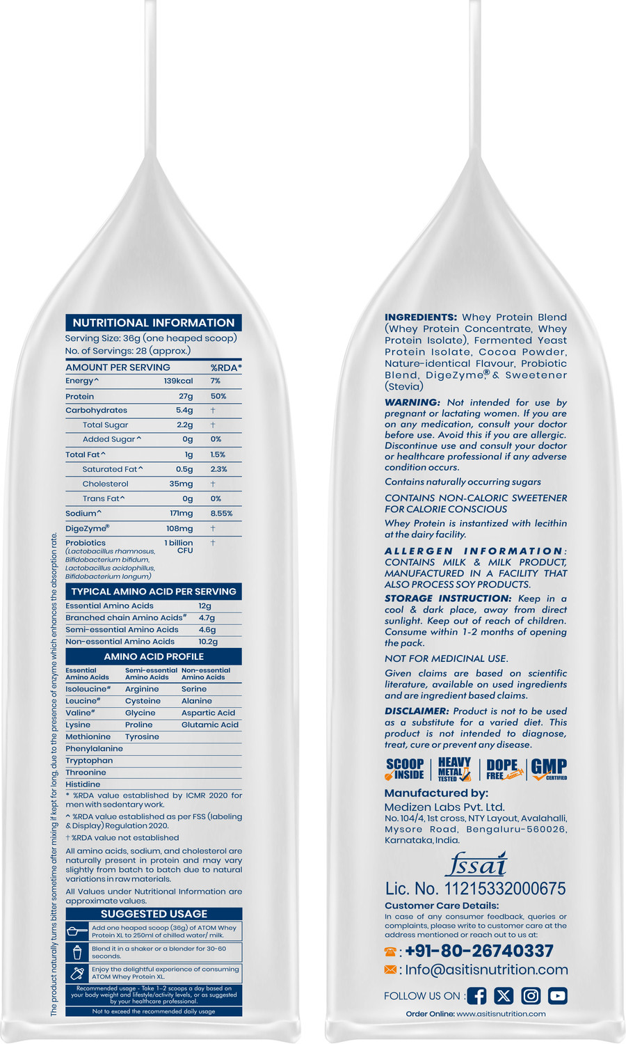 Image of AS-IT-IS Nutrition ATOM Whey Protein XL with Yeast Protein - Supports Recovery & Strength Whey Protein