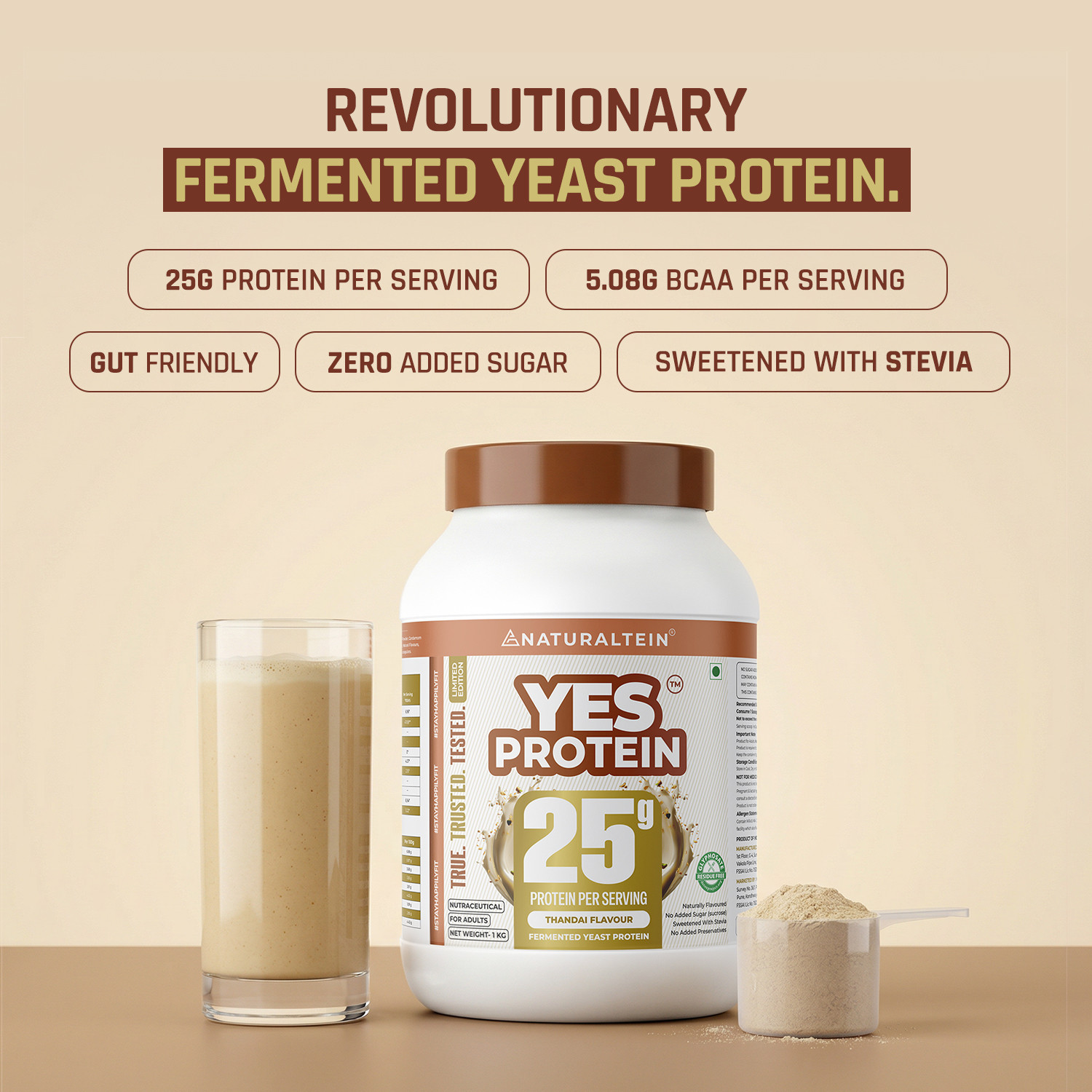 Image of NATURALTEIN Fermented Yeast Protein Powder | 25g Protein Per Scoop | Vegan Plant Protein Plant-Based Protein